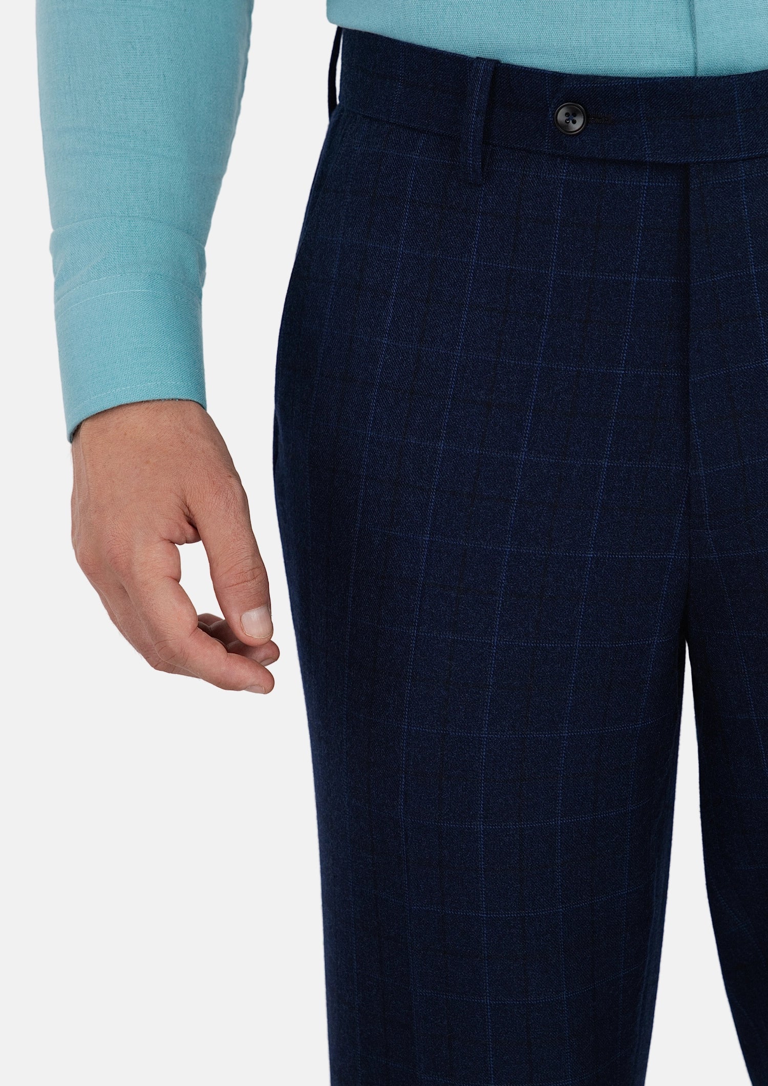 Deep Blue Flannel Windowpane Pants
