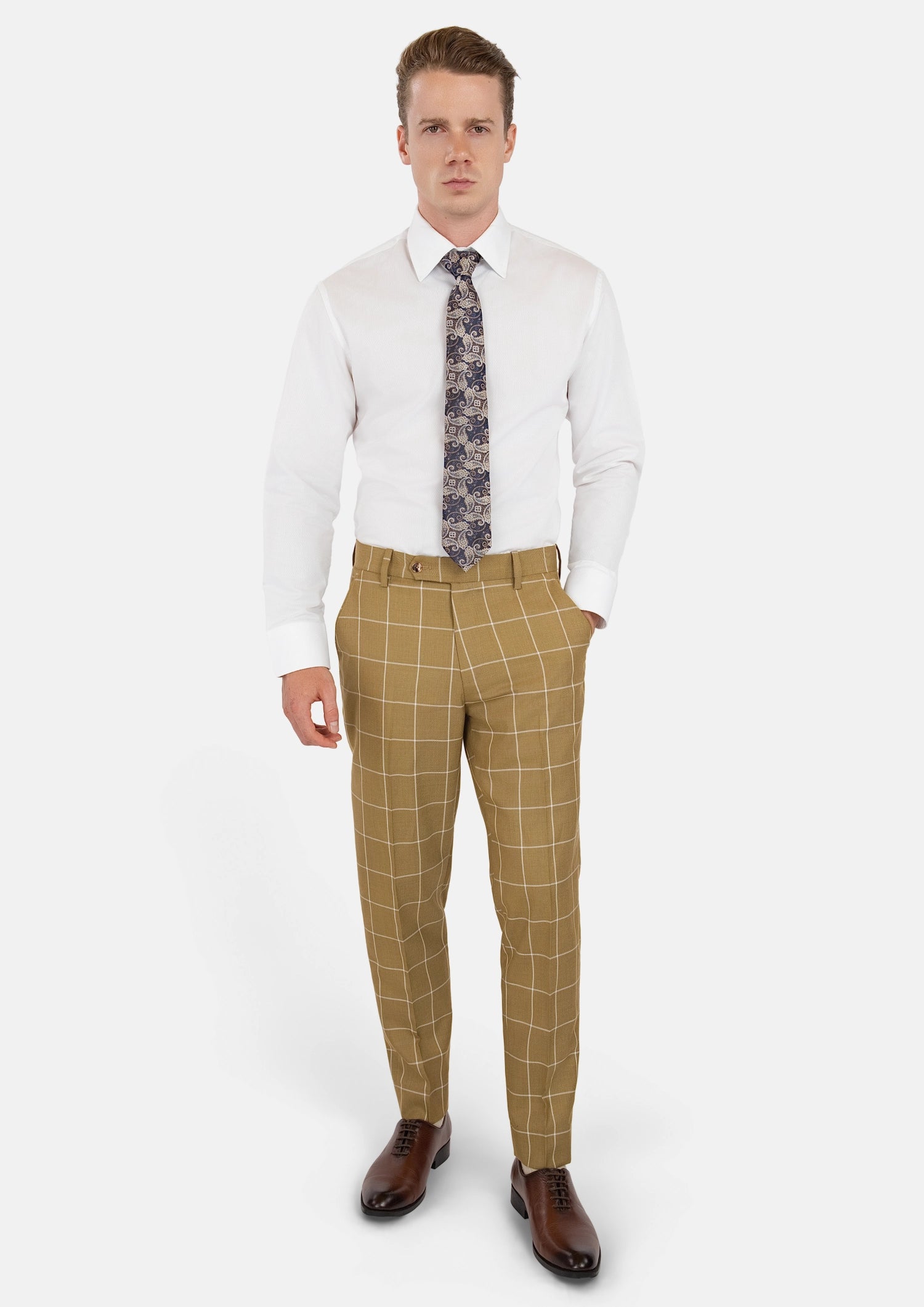 Gold Windowpane Pants