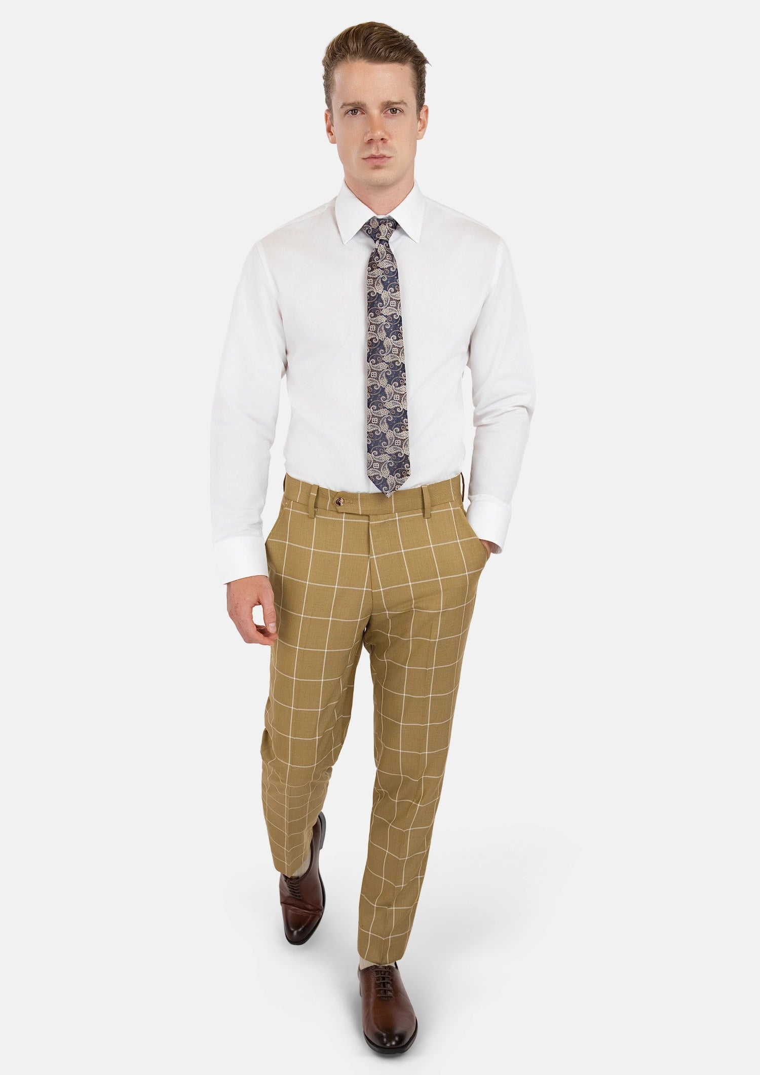 Gold Windowpane Pants