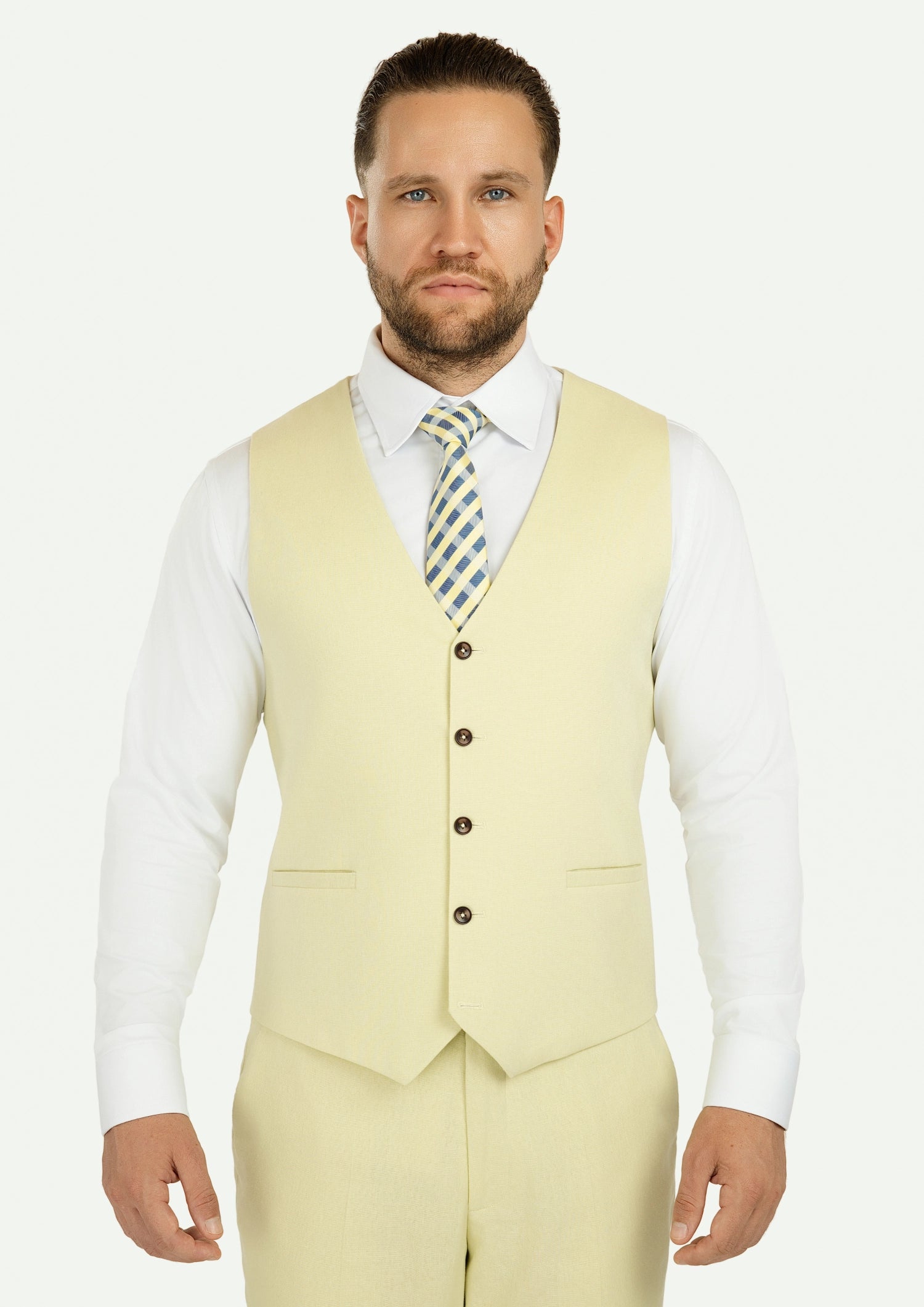 Olive Cream Linen Blend Vest188
