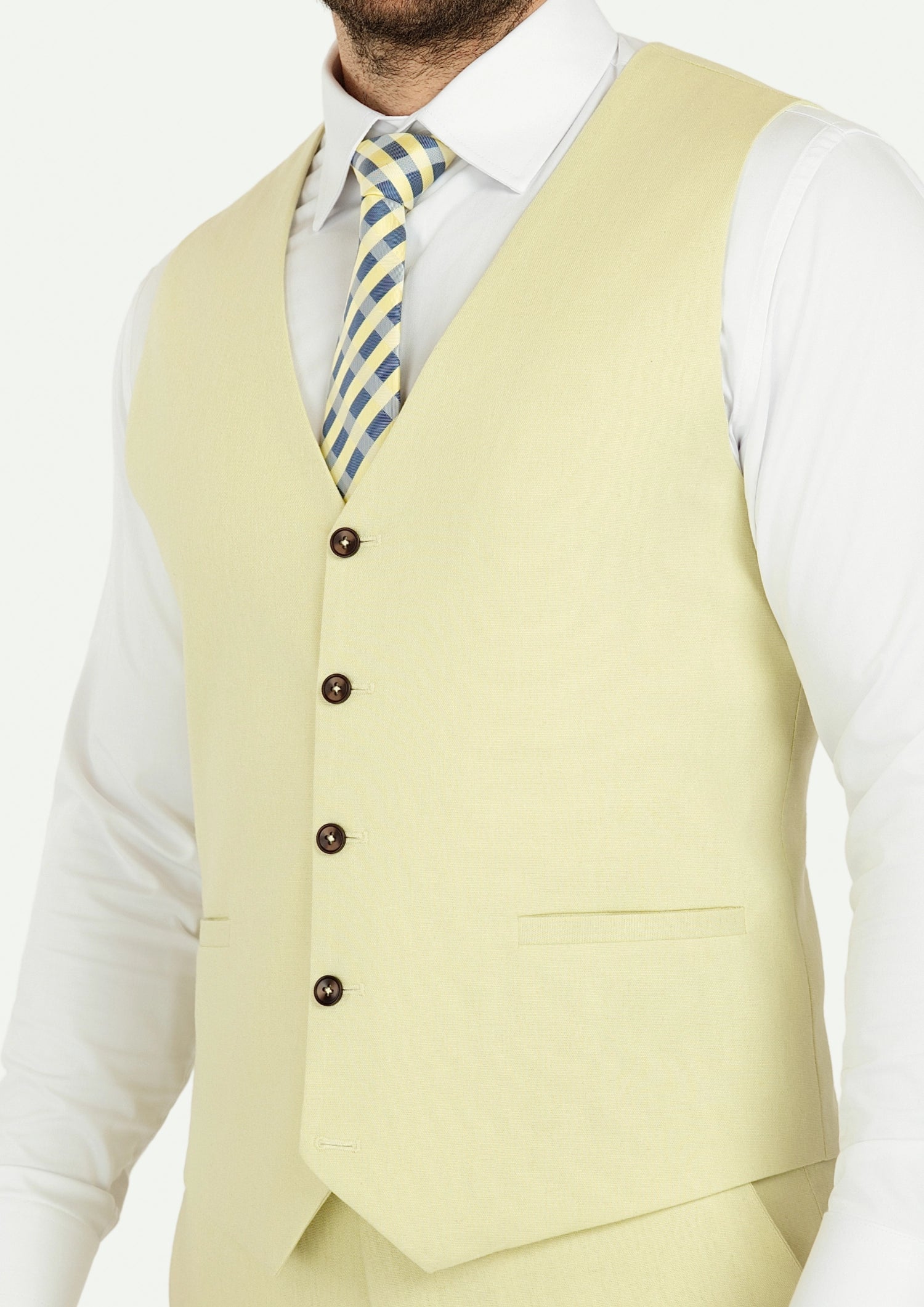 Olive Cream Linen Blend Vest133
