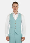 Light Teal Linen Blend Vest
