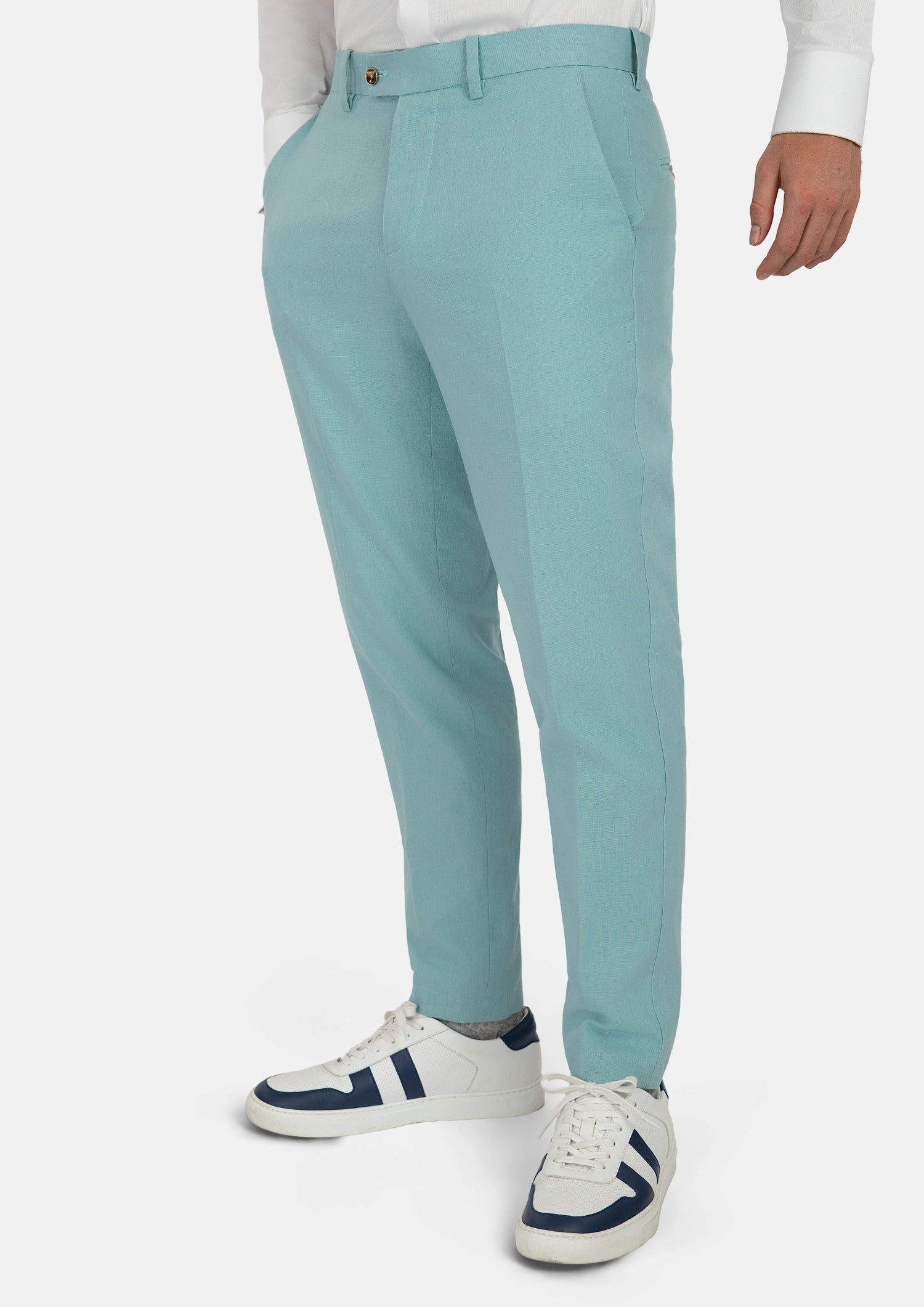 Light Teal Linen Blend Pants