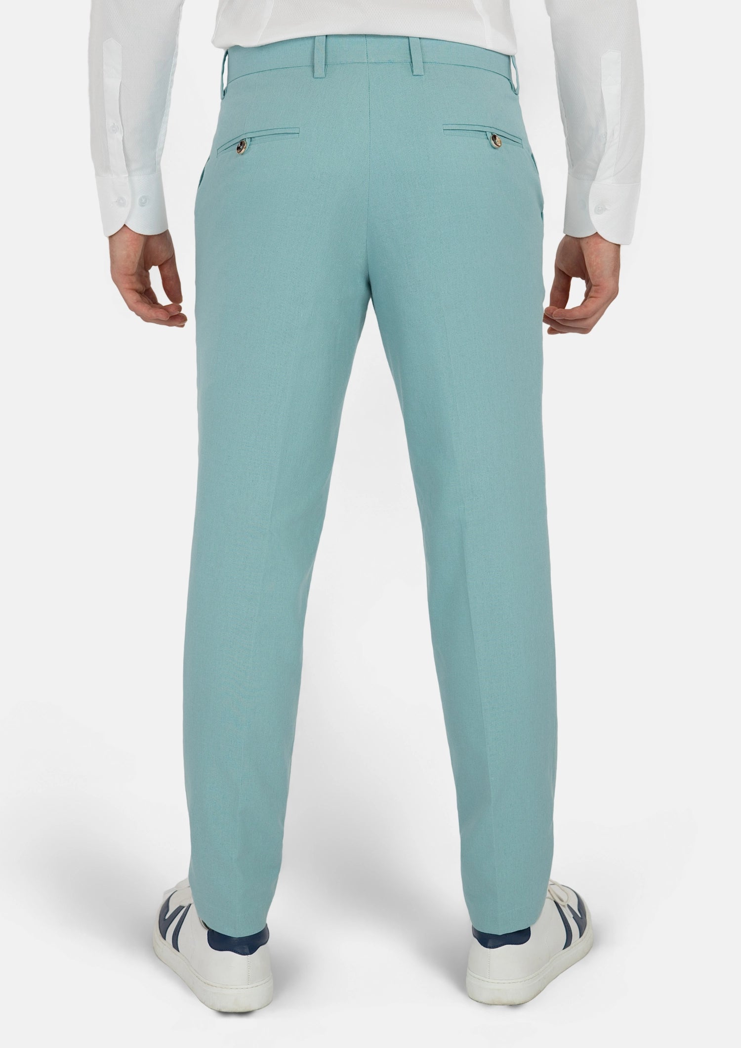 Light Teal Linen Blend Pants