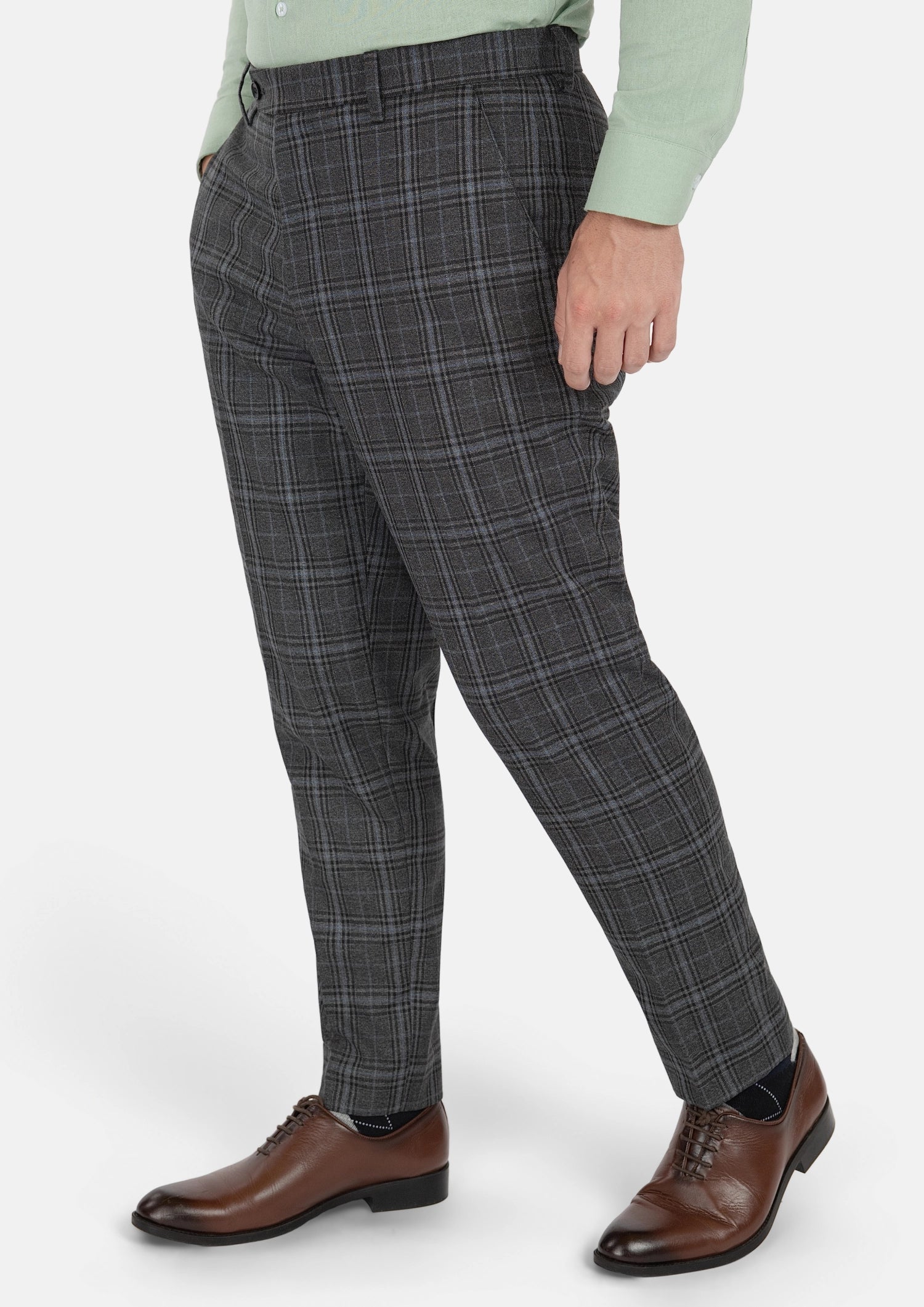 Grey Two-Tone Plaid Pants