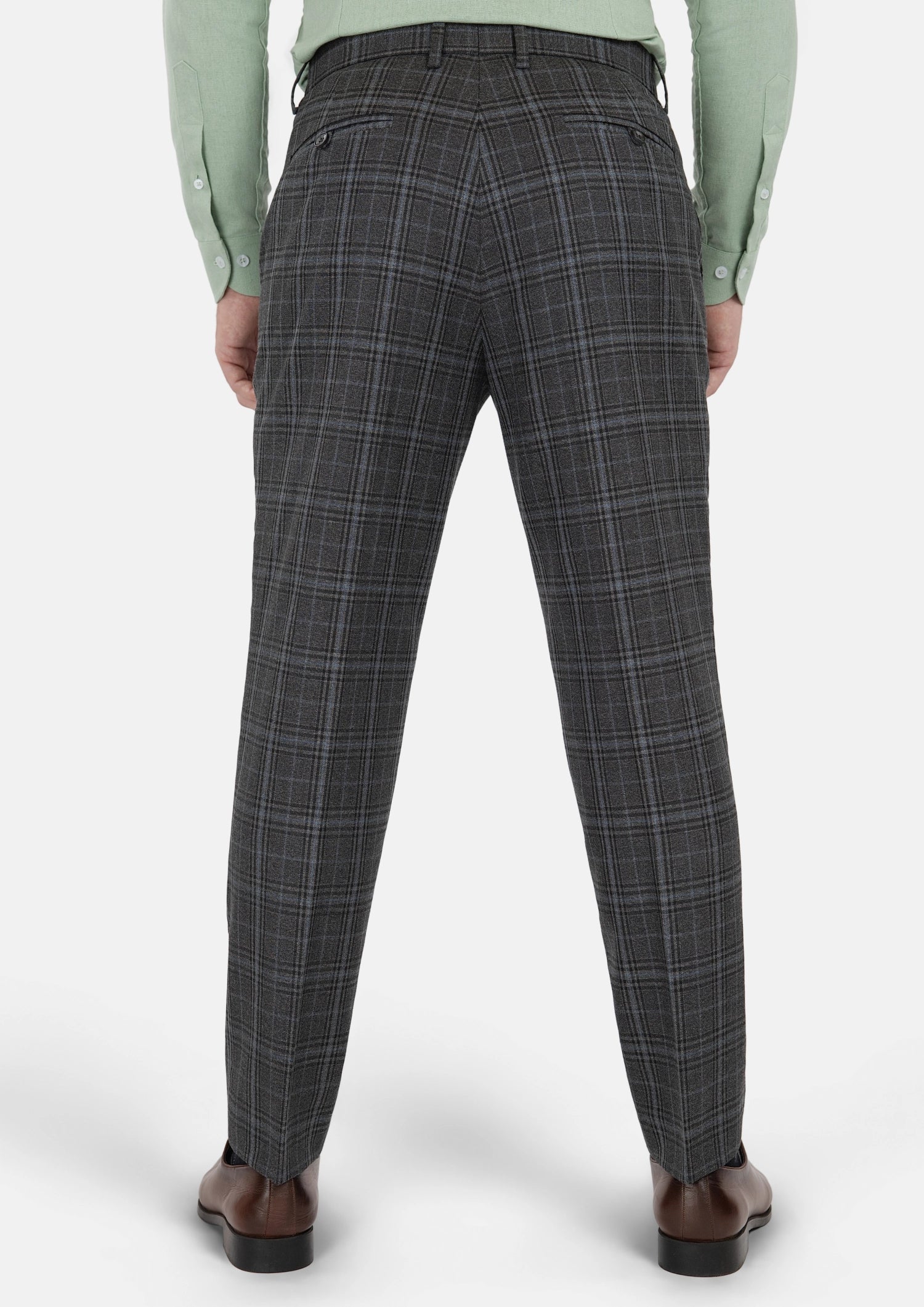 Grey Two-Tone Plaid Pants