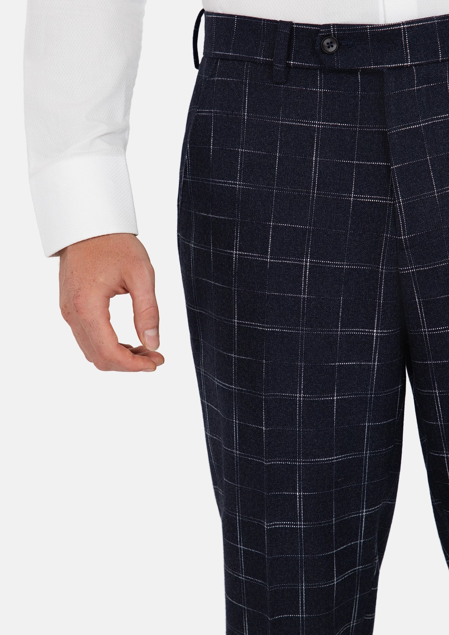 Navy Flannel Windowpane Pants