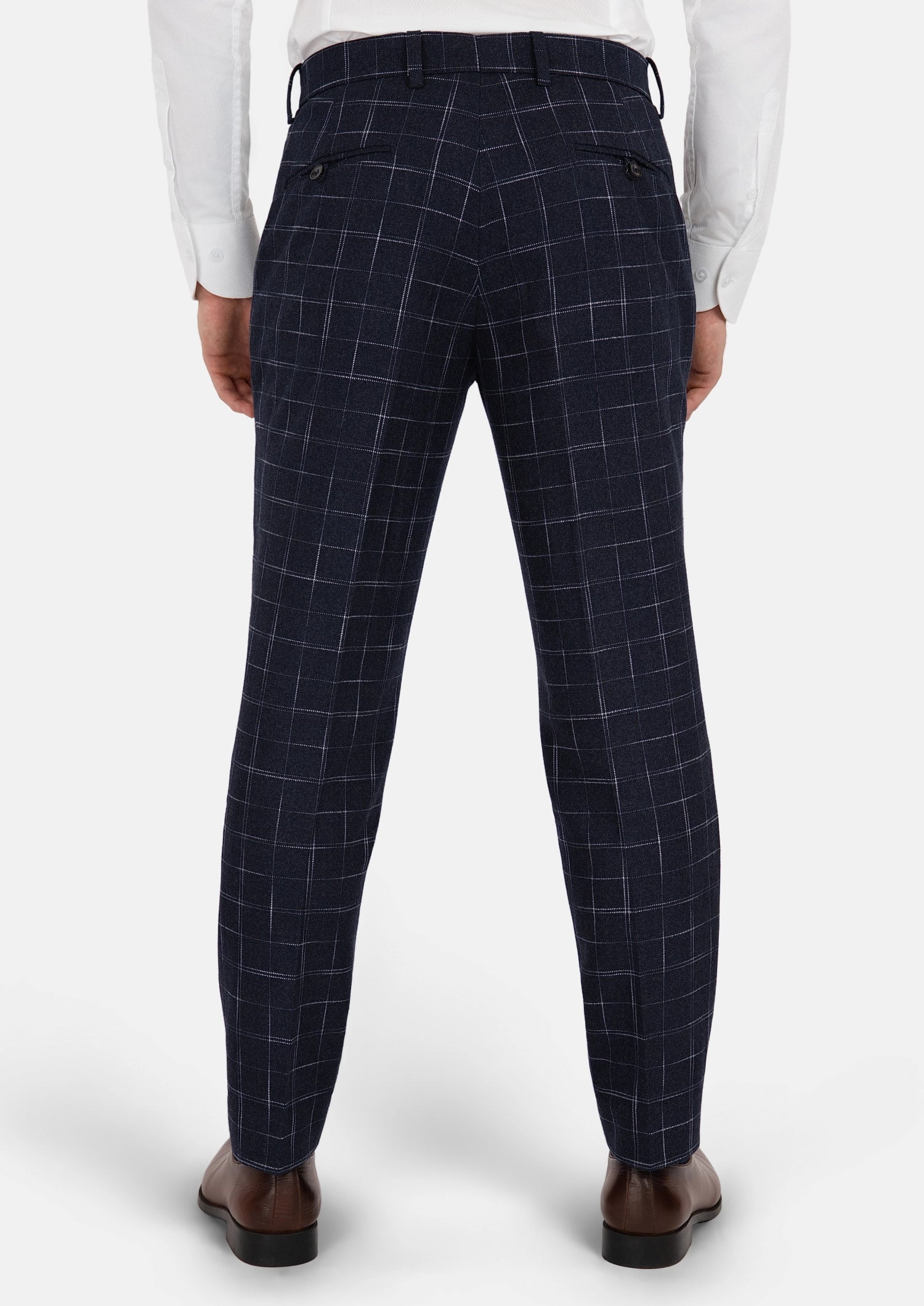Navy Flannel Windowpane Pants