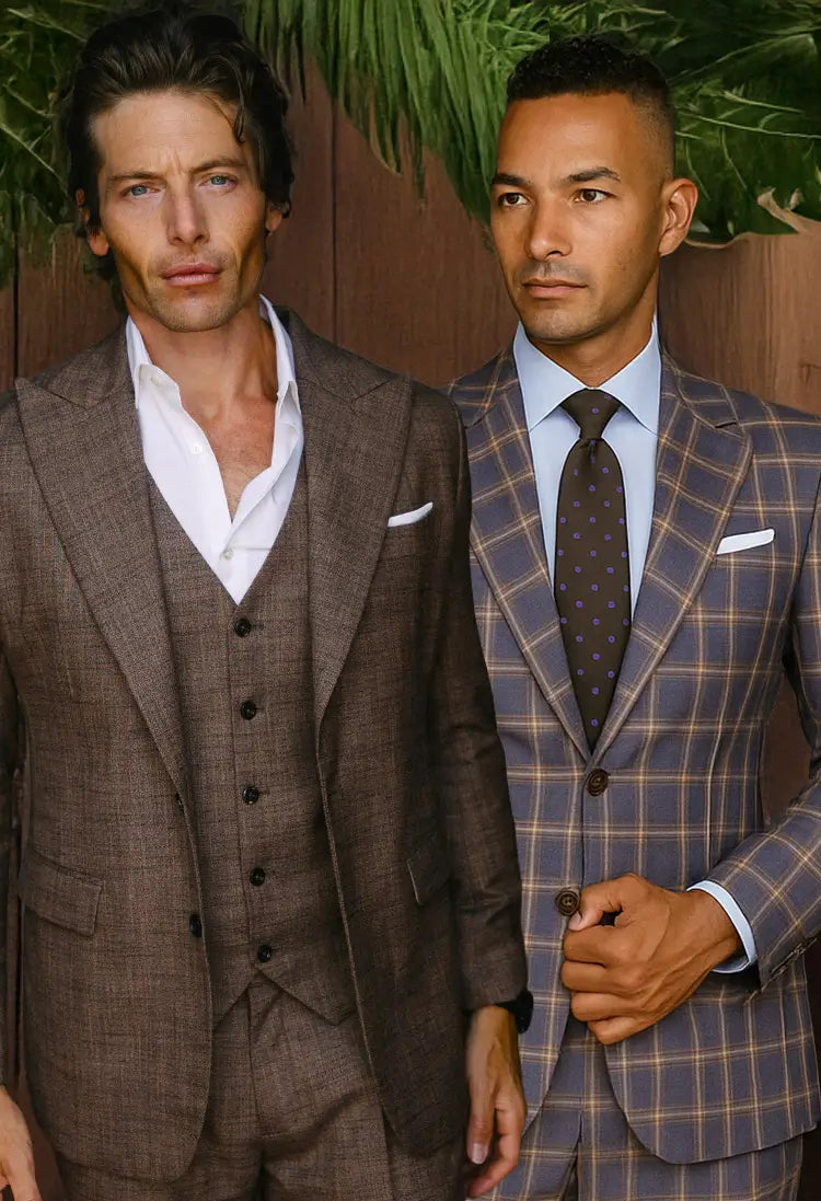 two men in bamboo suits