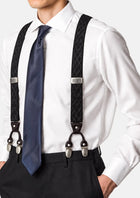 Black Lattice Suspenders - worn with a white shirt and navy tie939
