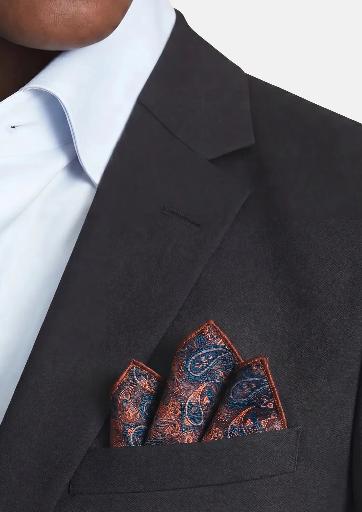 Teal Copper Paisley Pocket Square136