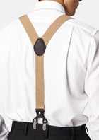 Essential Tan Suspenders - Y-back view on a model259