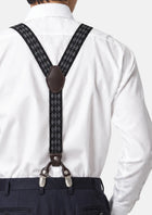 Black Mosaic Suspenders - Y-back view on a model621