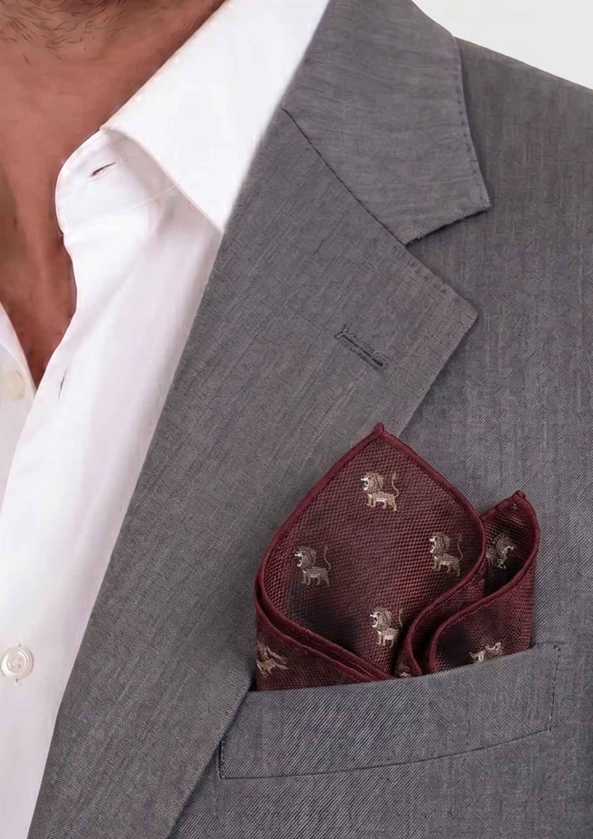 Burgundy Lion Pocket Square389