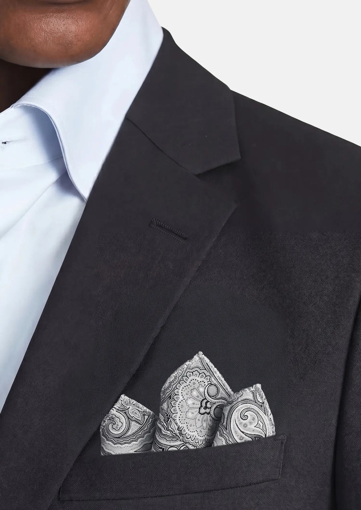 Silver Paisley Pocket Square241