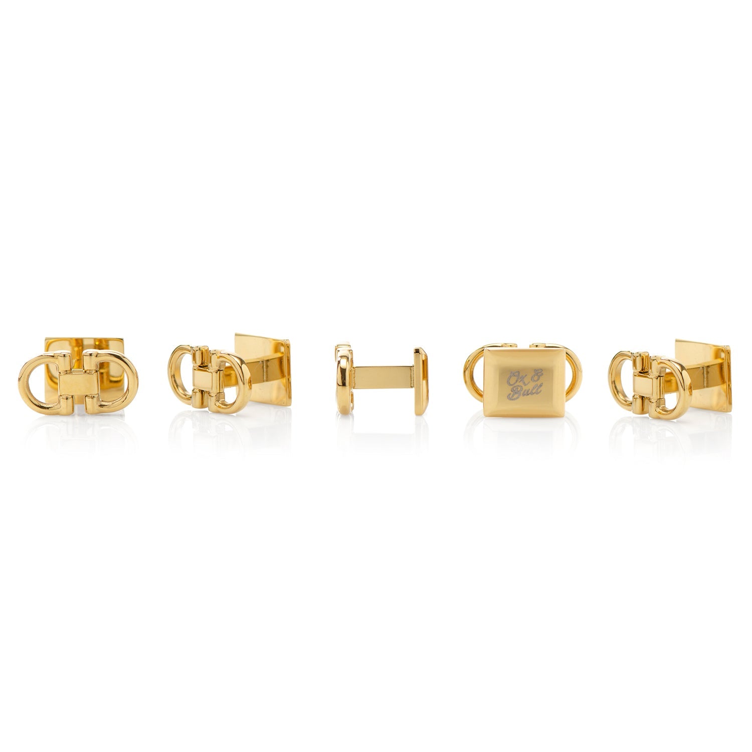 Horse Bit Gold Stainless Steel 5-Studs — on a shirt cuff64