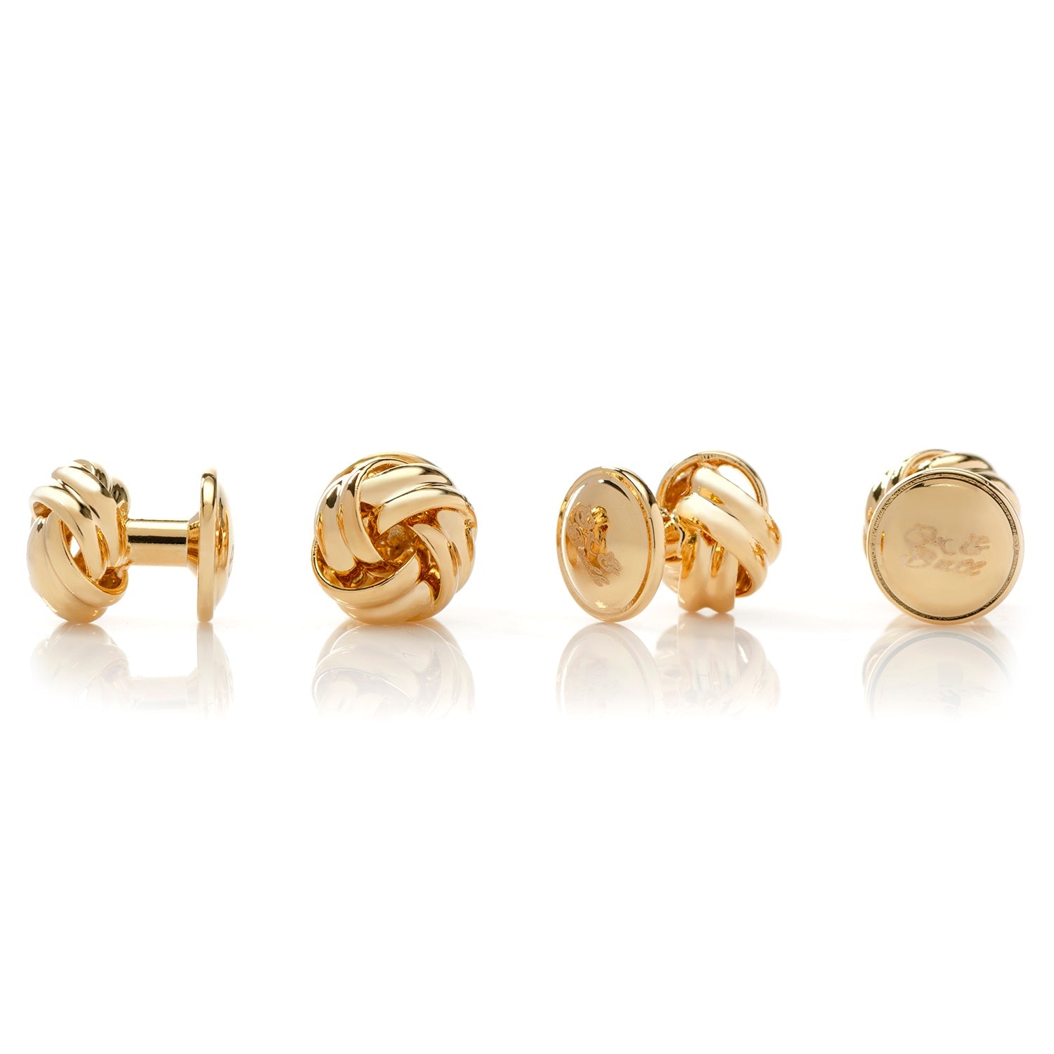 Gold Knot 5-Stud Set — on a shirt cuff740