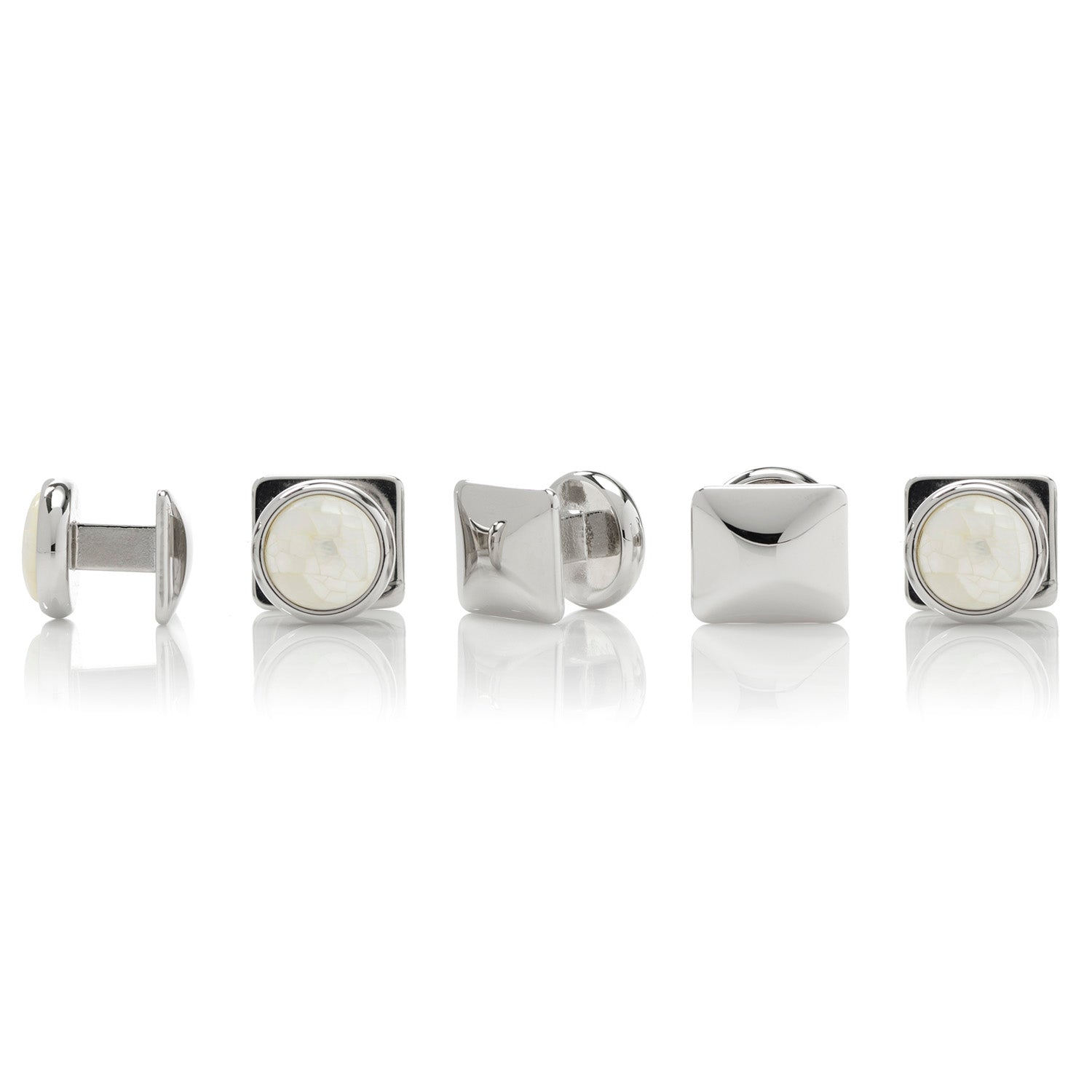 Mosaic Mother of Pearl 5-Stud Set — on a shirt cuff328