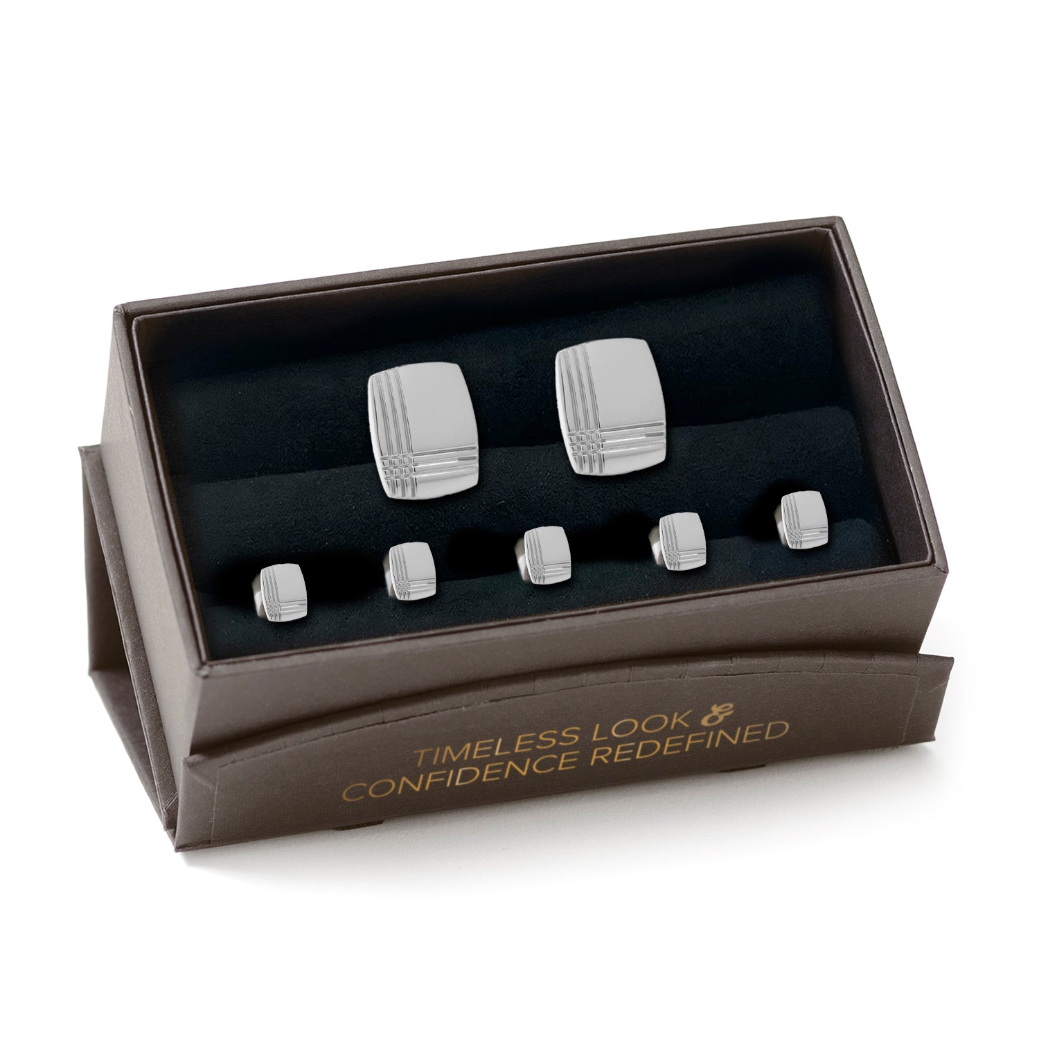 Stainless Steel Tartan Plaid 5-Stud Set — view 7873