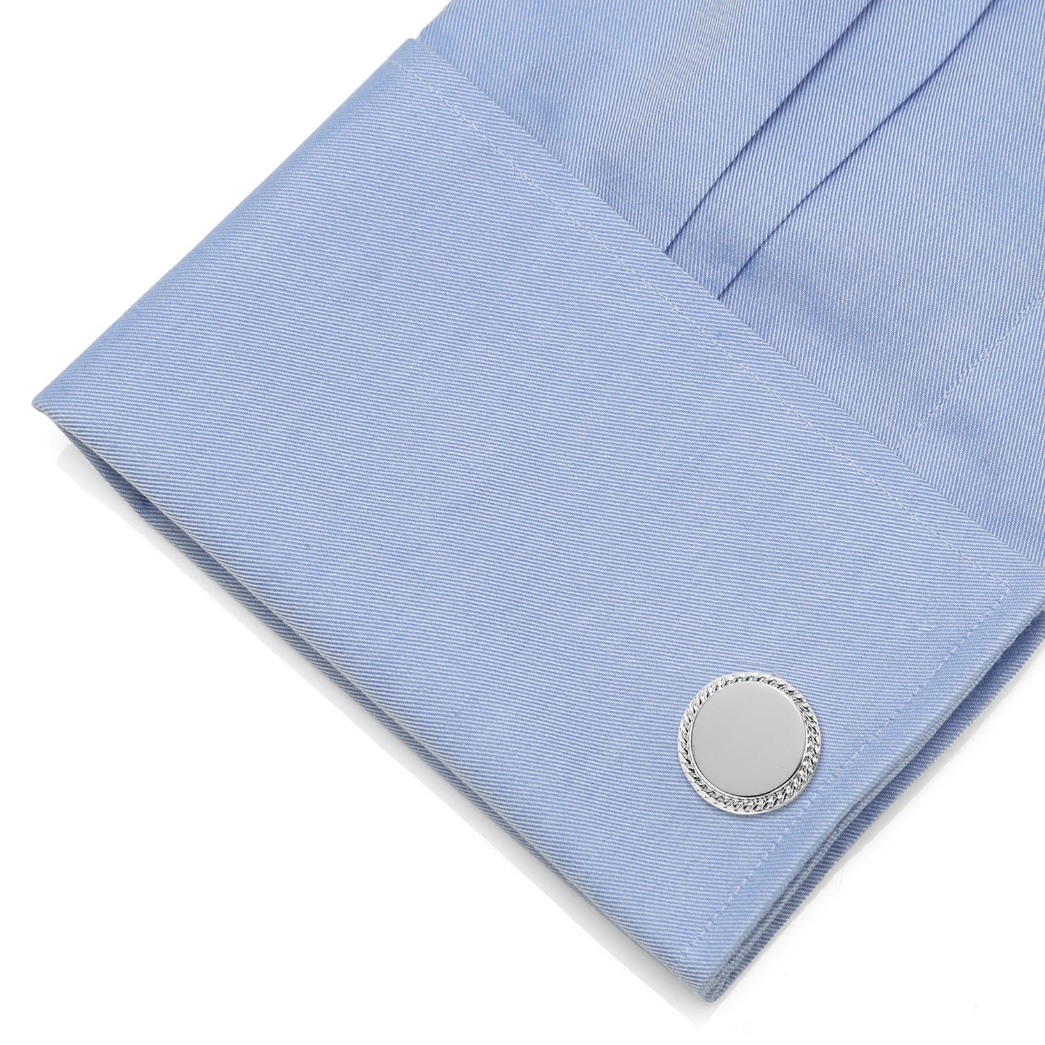 Engravable Rope Border Round Cufflinks and Tie Bar Gift Set — view 6130