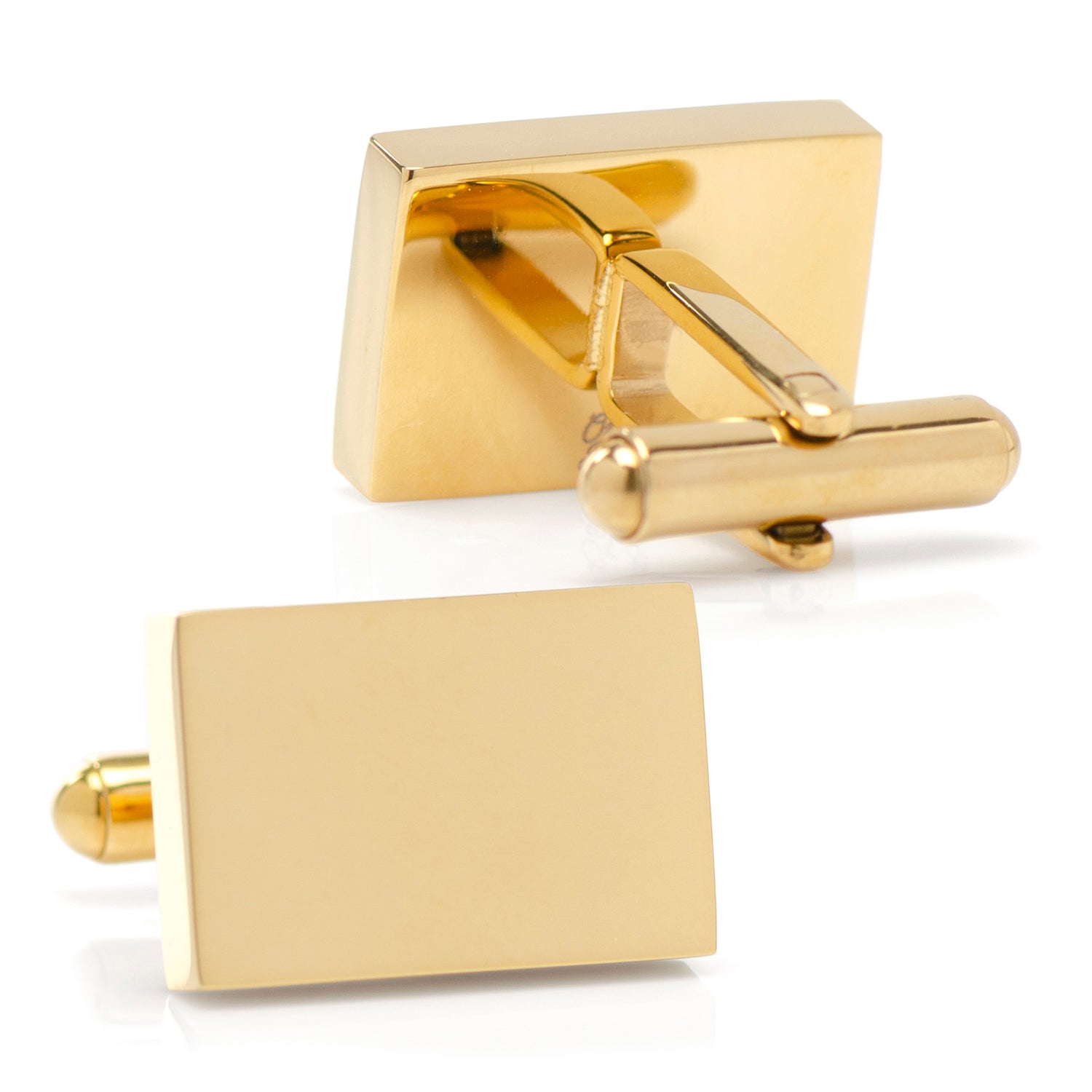 Engravable Rectangle Gold Cufflinks and Tie Bar Gift Set — view 6948