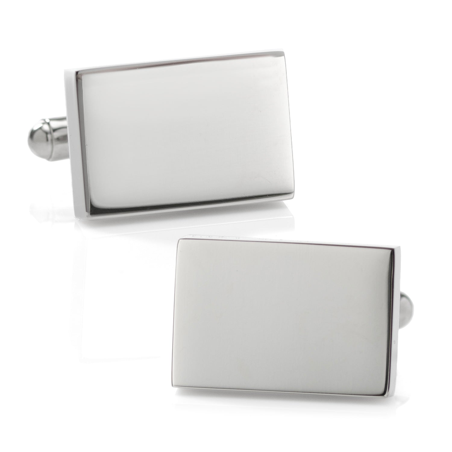 Engravable Rectangle Cufflinks and Tie Bar Gift Set — on a shirt cuff468