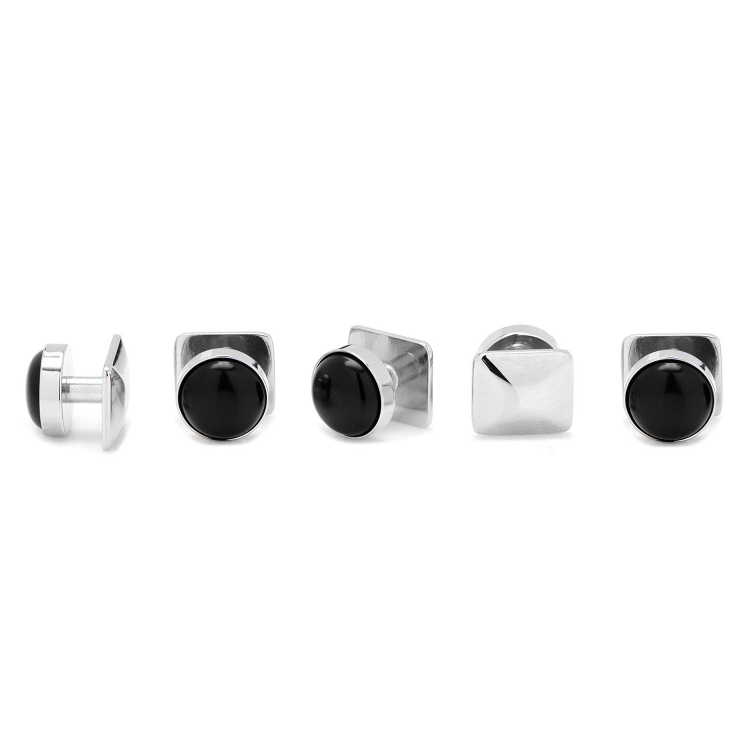 Mixed Pave Crystal and Onyx 5-Stud Set — on a shirt cuff885