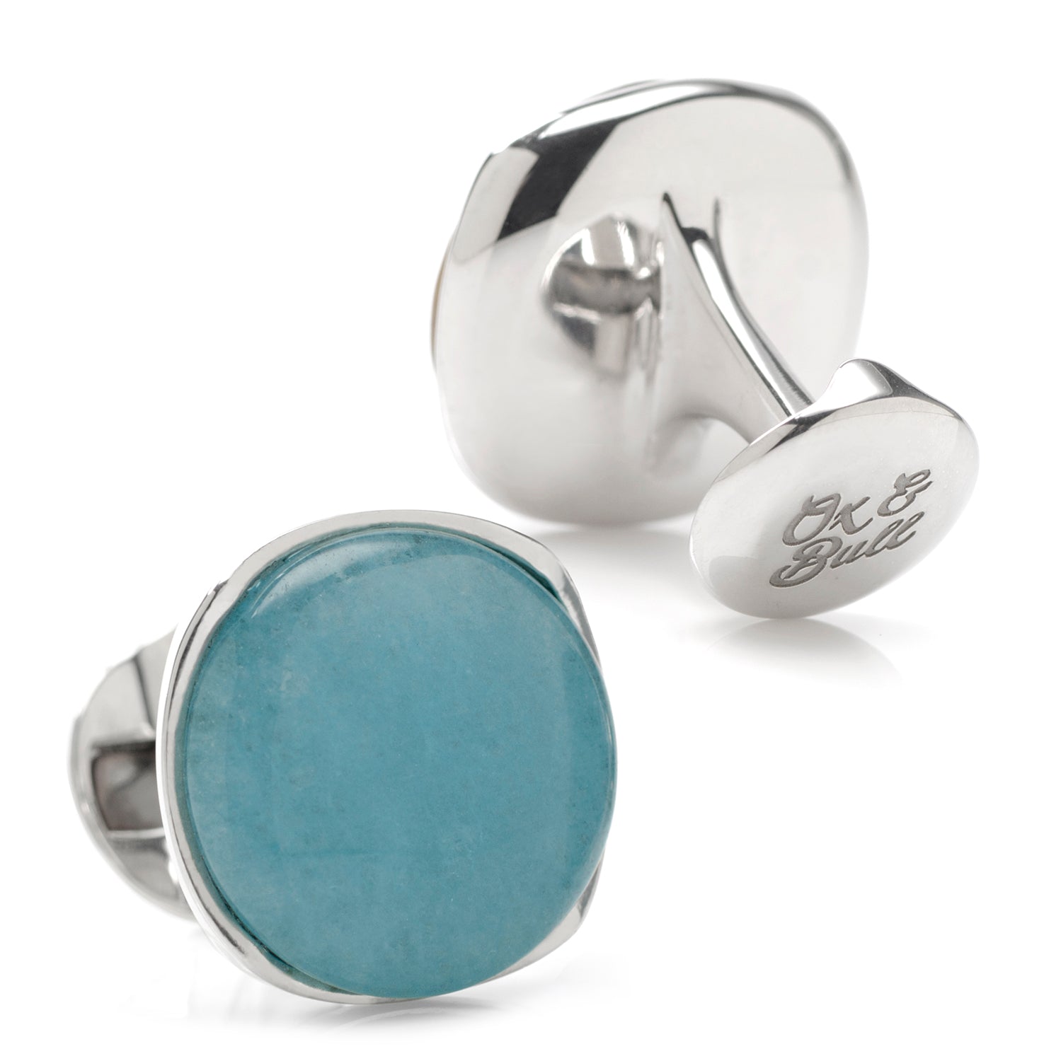 Sterling Silver Classic Formal Aquamarine Jade Cufflinks320
