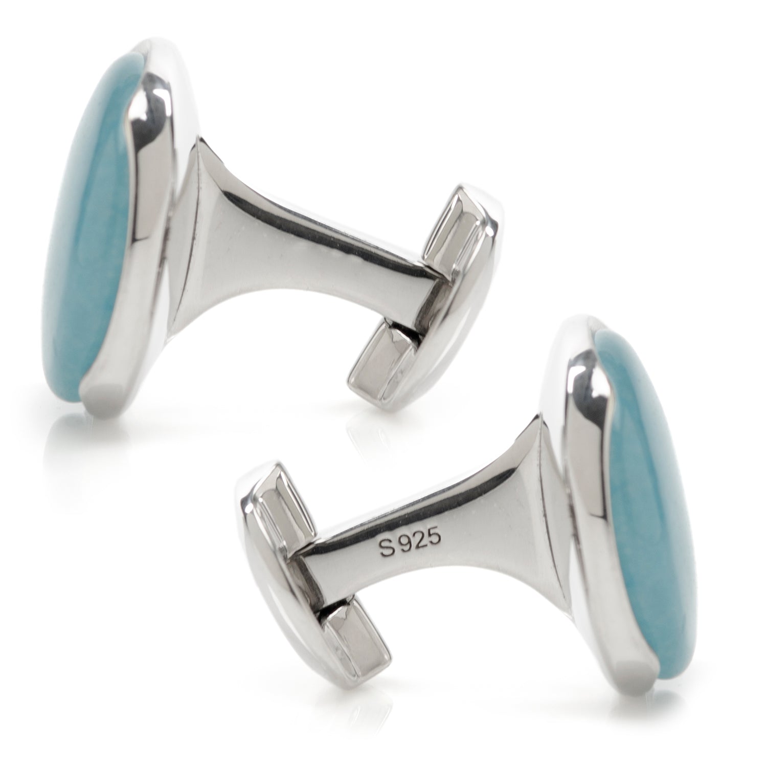 Sterling Silver Classic Formal Aquamarine Jade Cufflinks40