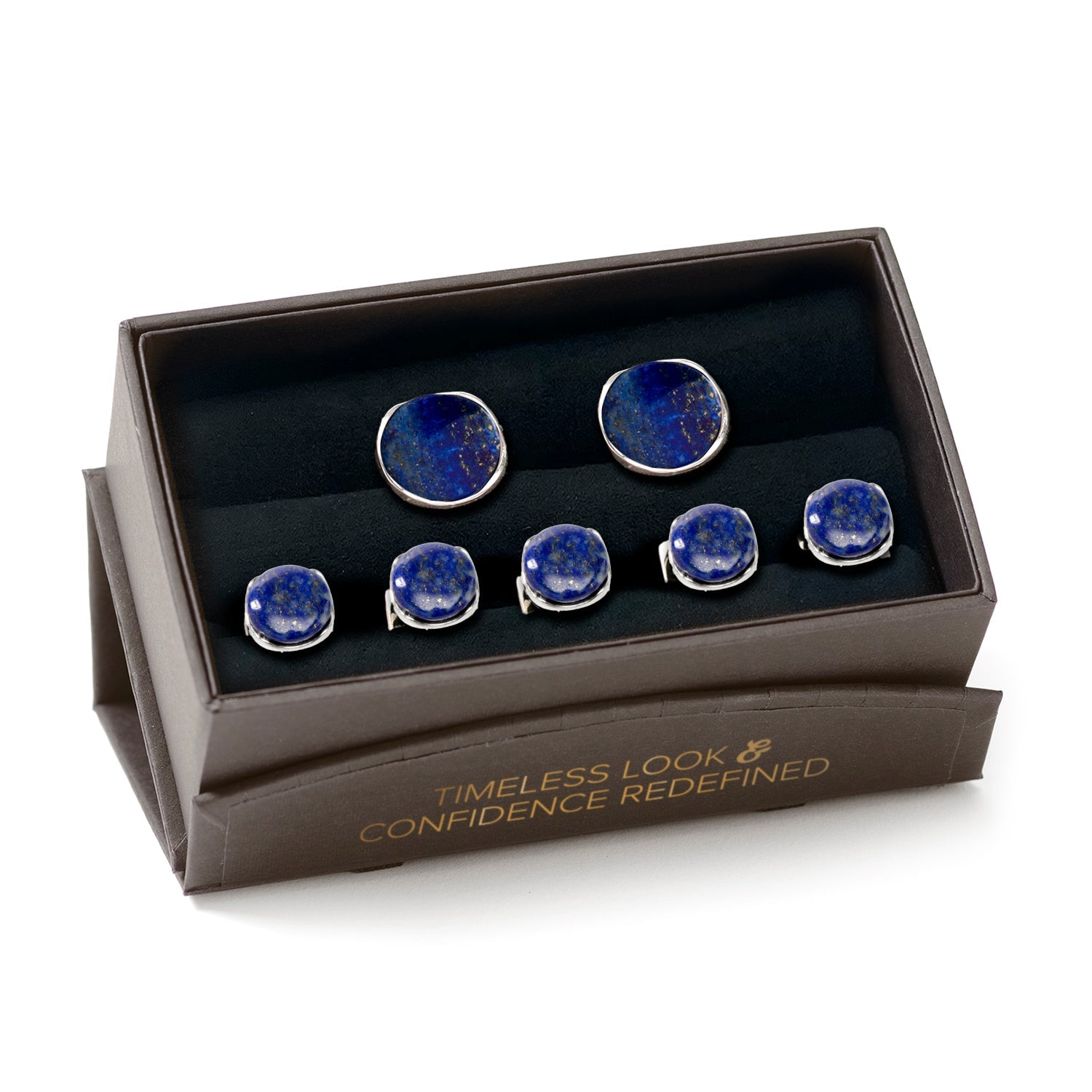 Sterling Silver Classic Formal Lapis 5-Stud Set — view 7866