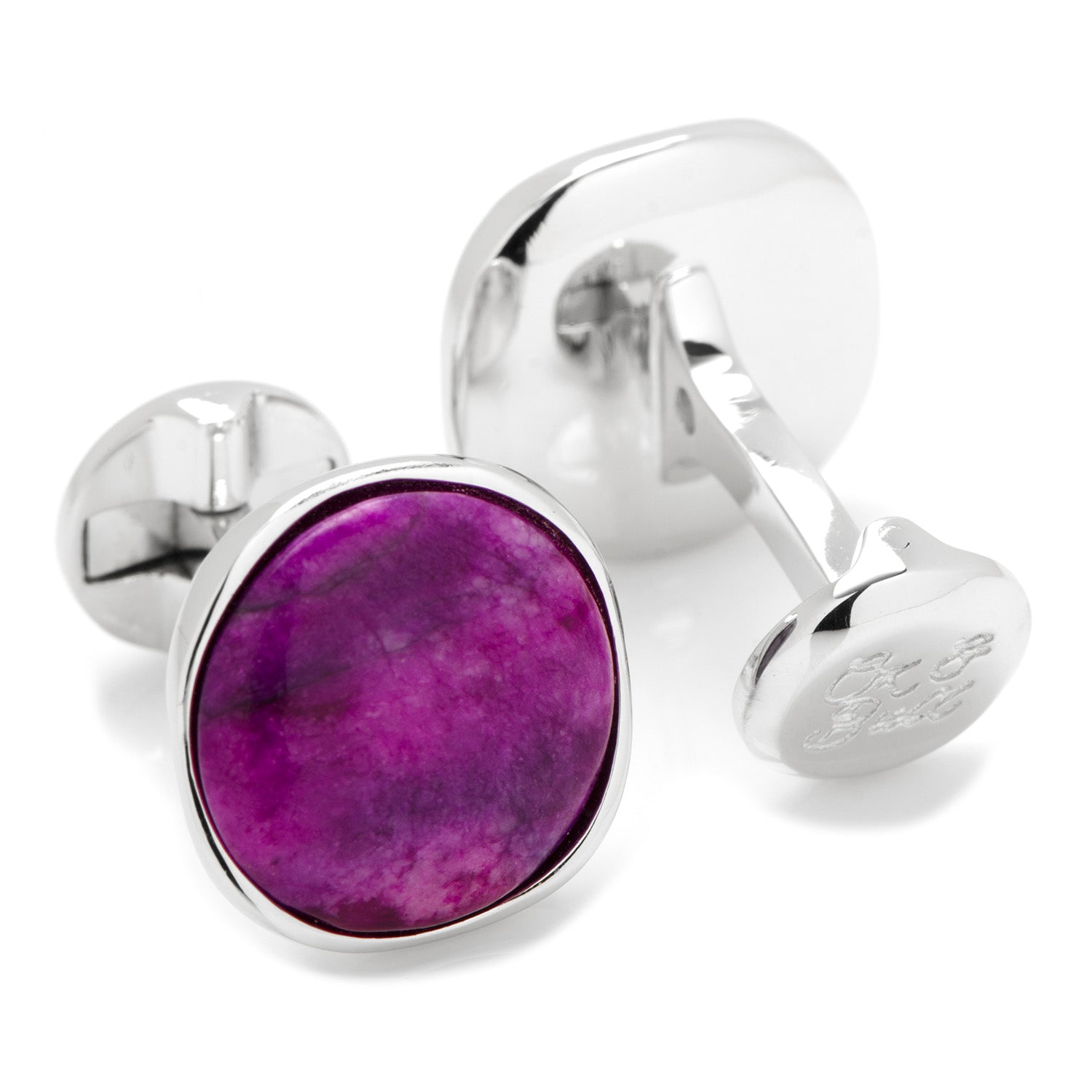 Sterling Silver Classic Round Sugilite Nebula Cufflinks416
