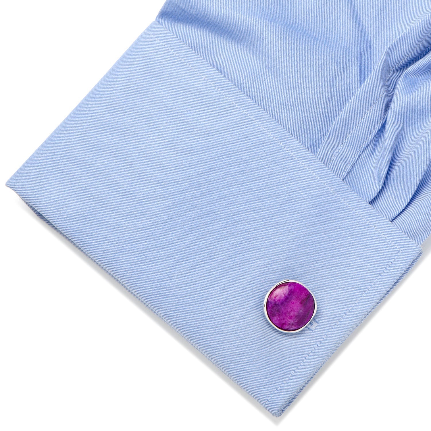 Sterling Silver Classic Round Sugilite Nebula Cufflinks327