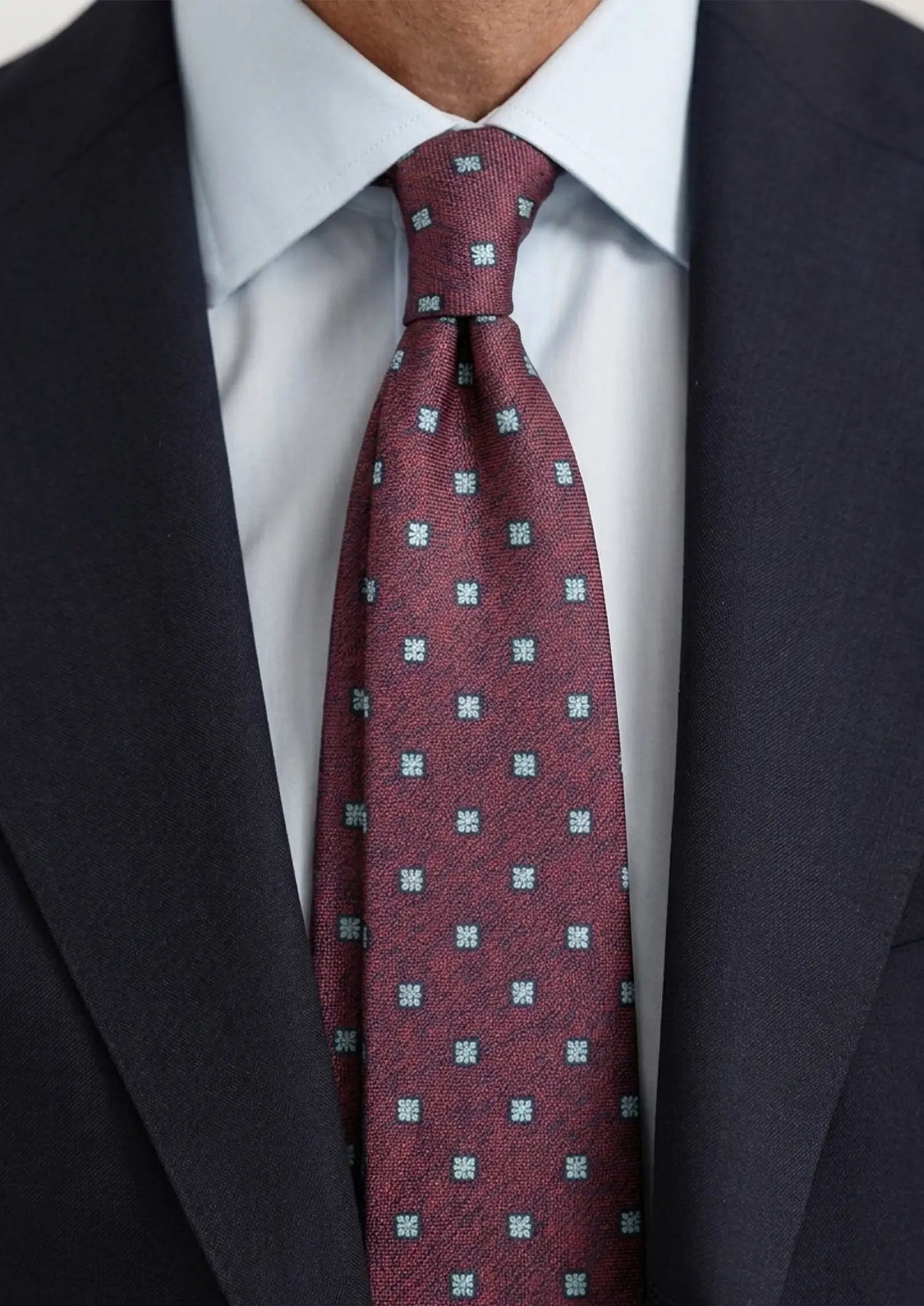 Wine Red Geometric Floral Tie619