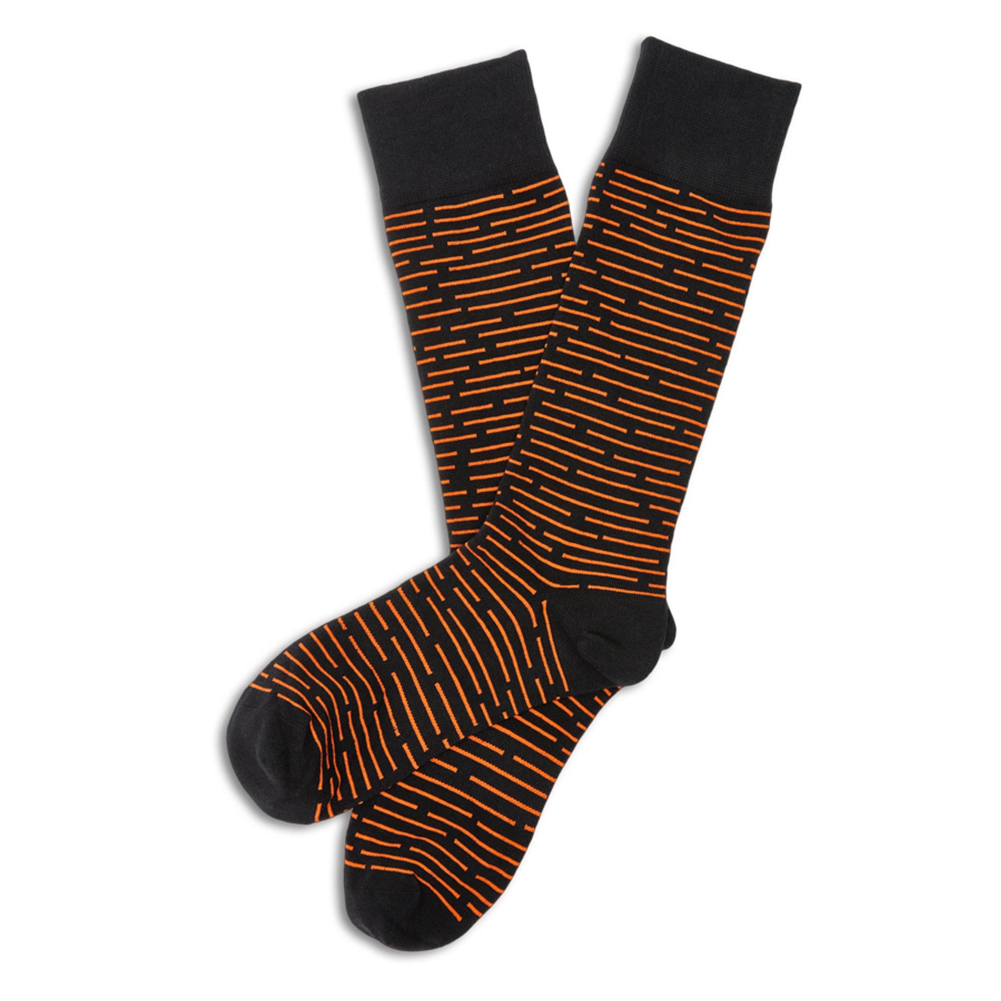 Orange and Black Broken Stripe Dress Socks889