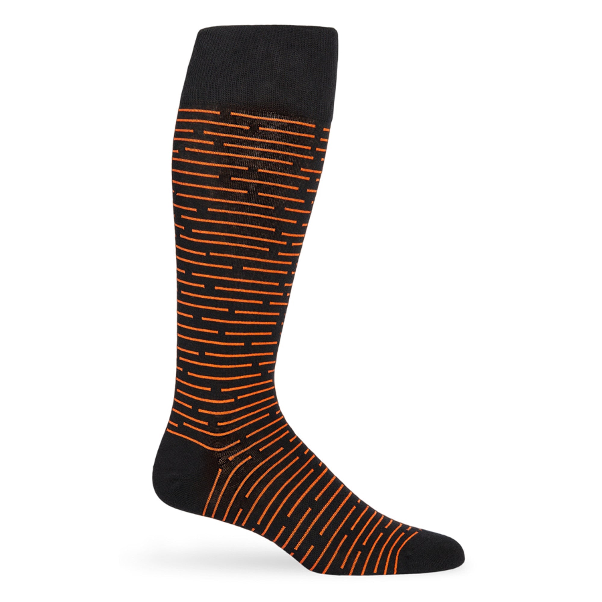 Orange and Black Broken Stripe Dress Socks247