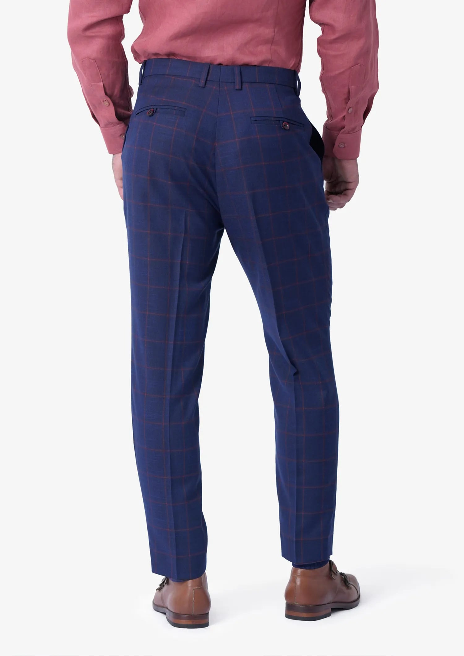 Indigo Blue Windowpane Pants909