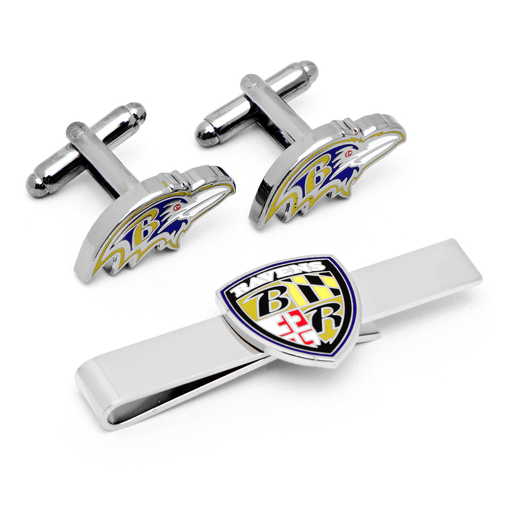 NFL Baltimore Ravens Cufflinks and Shield Tie Bar Gift Set767