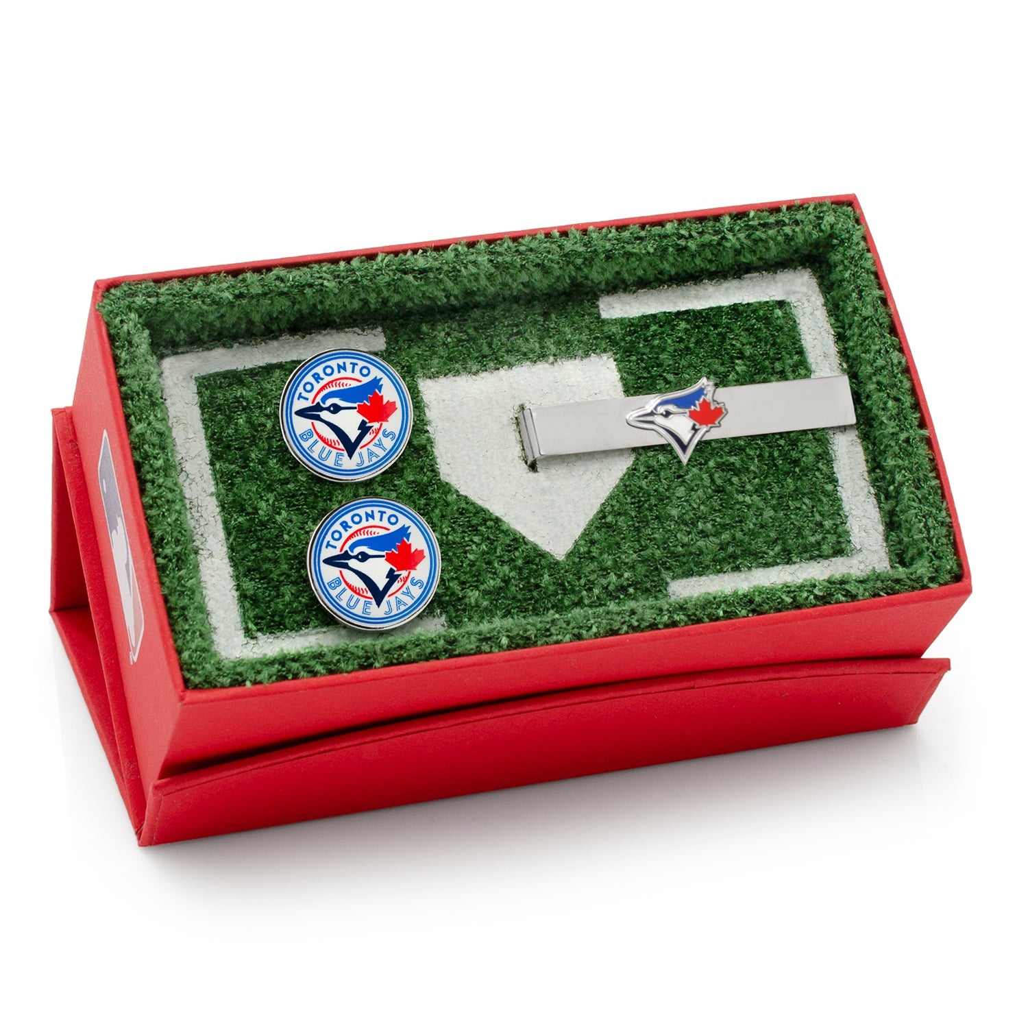 MLB Toronto Blue Jays Cufflinks and Tie Bar Gift Set — close-up detail276