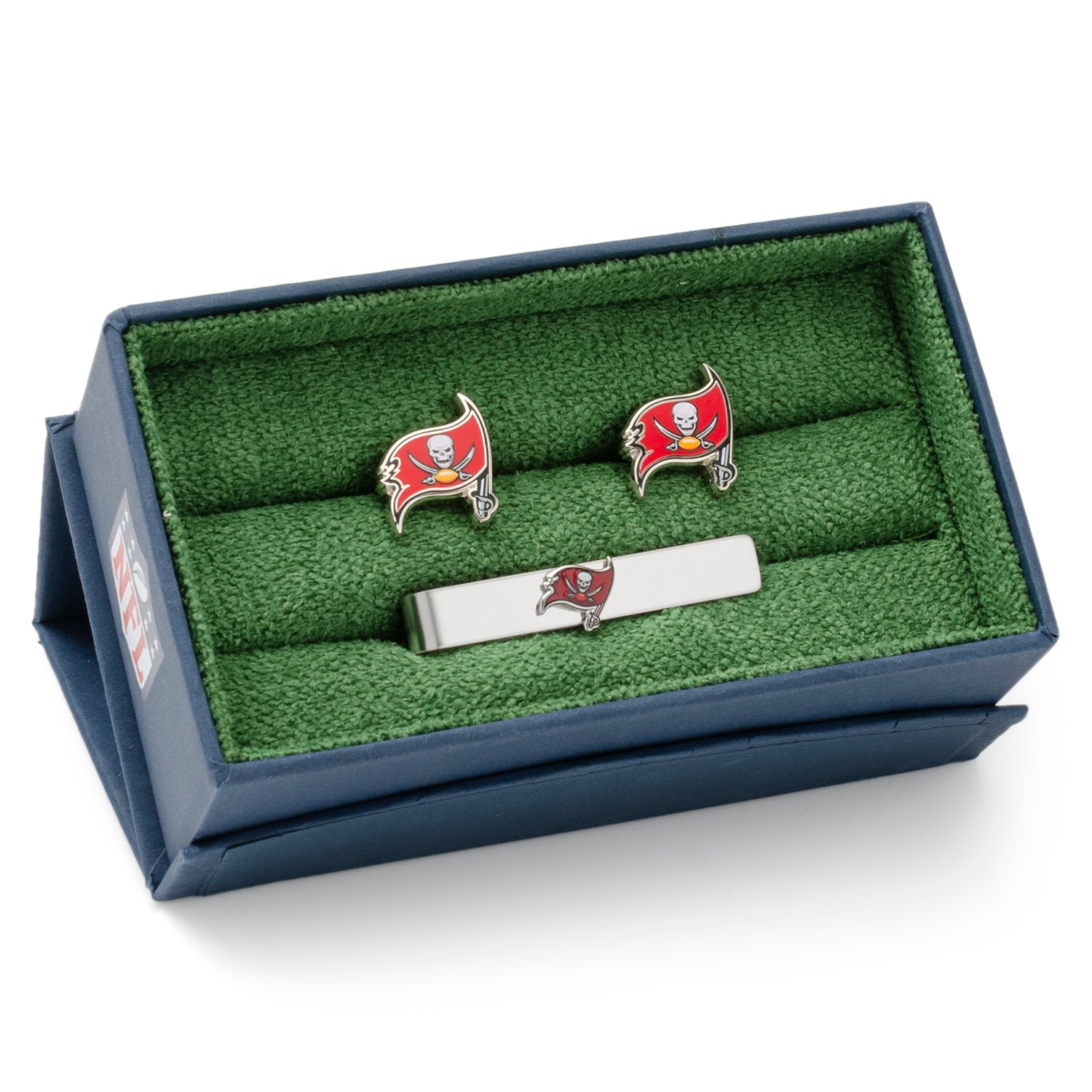 NFL Tampa Bay Buccaneers Cufflinks and Tie Bar Gift Set — close-up detail725