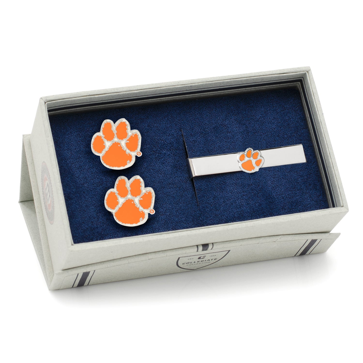 NCAA Clemson University Tigers Cufflinks &amp; Tie Bar Gift Set — close-up detail967