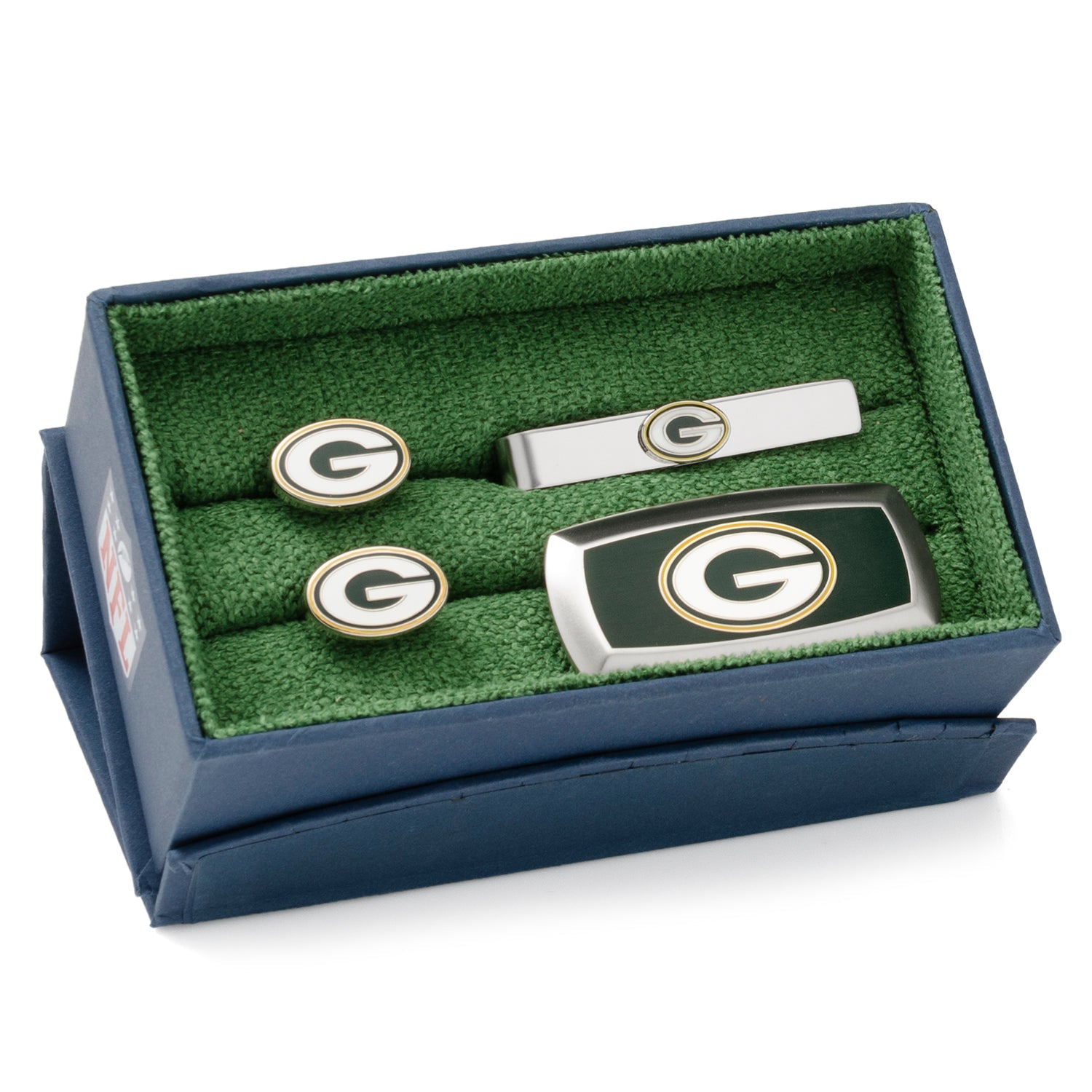 NFL Green Bay Packers Cufflinks, Tie Bar And Money Clip Gift Set409