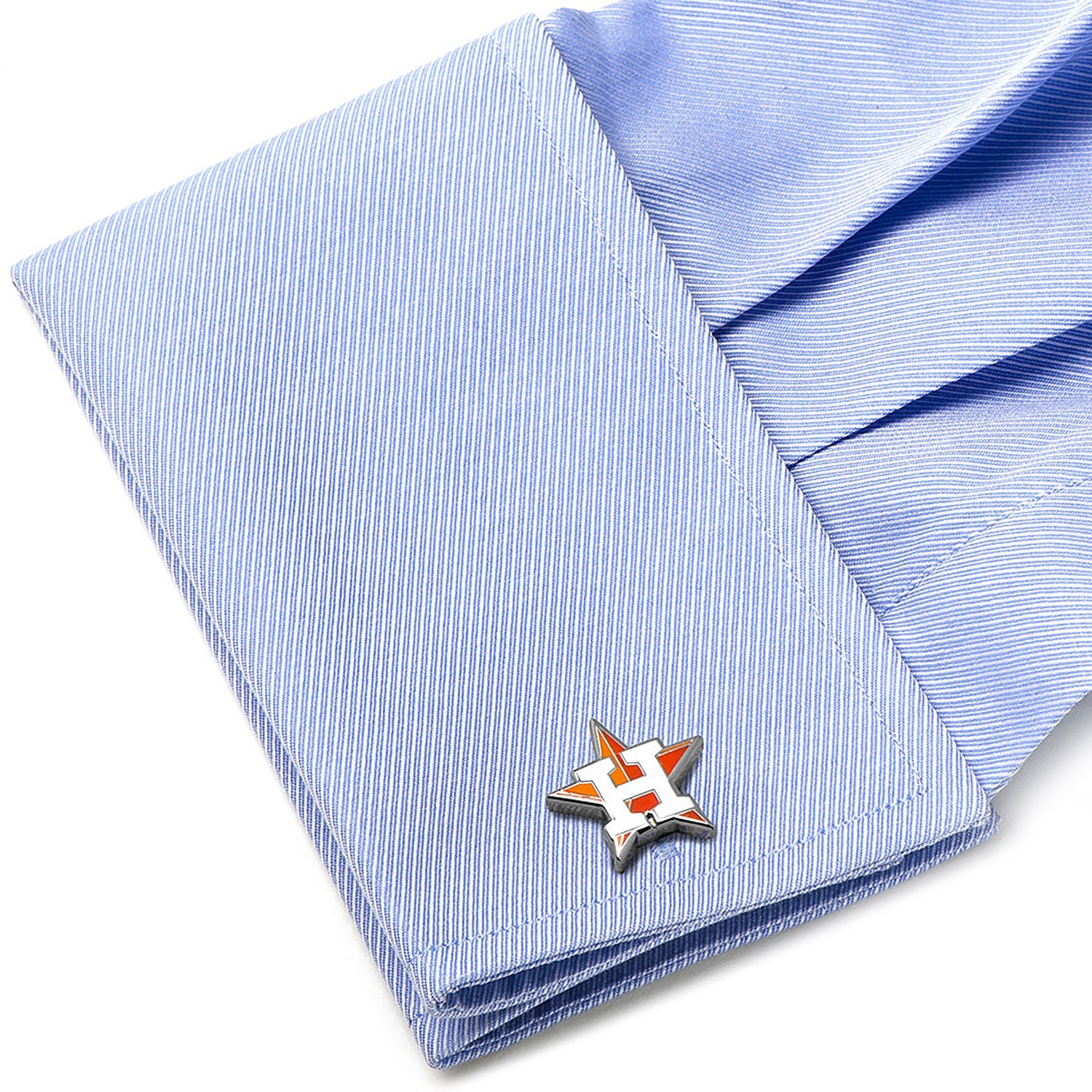 MLB Houston Astros Cufflinks — on a shirt cuff4