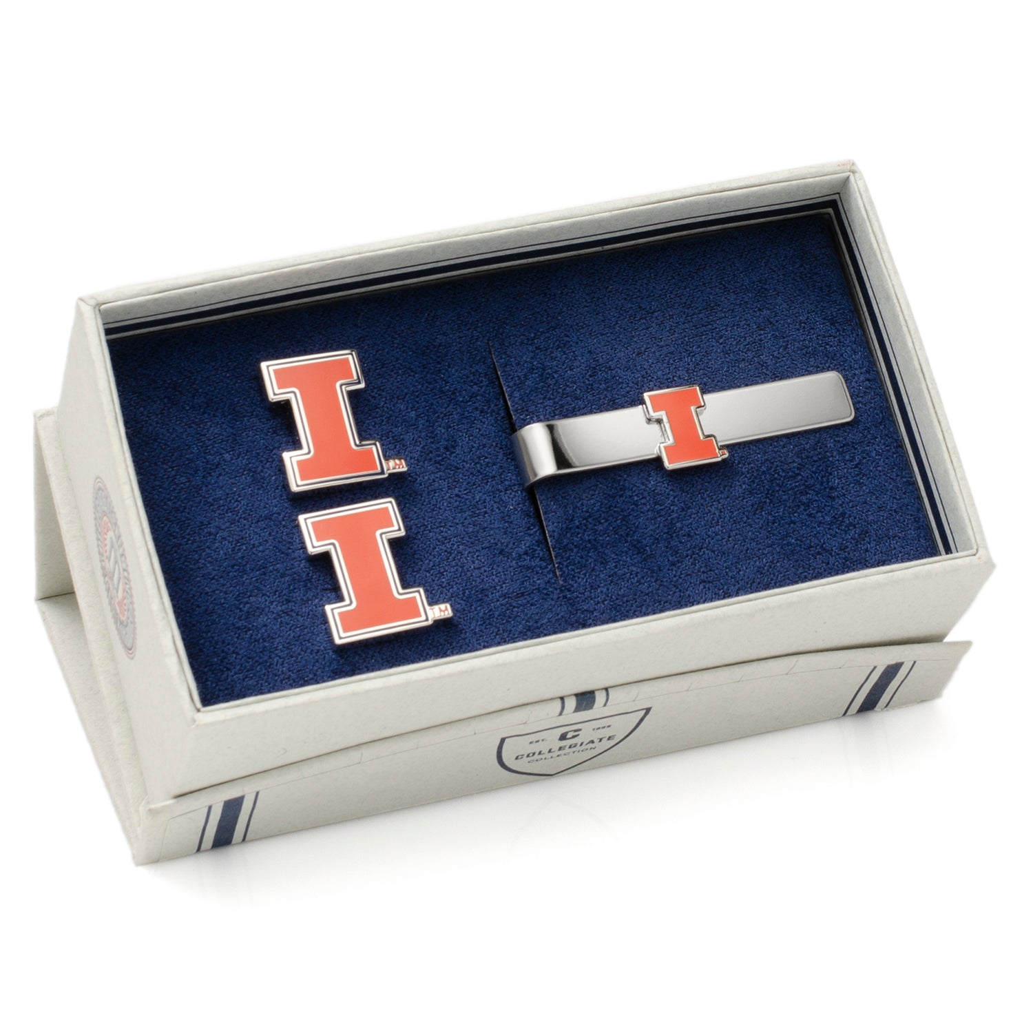 NCAA University of Illinois Cufflinks and Tie Bar Gift Set — close-up detail443
