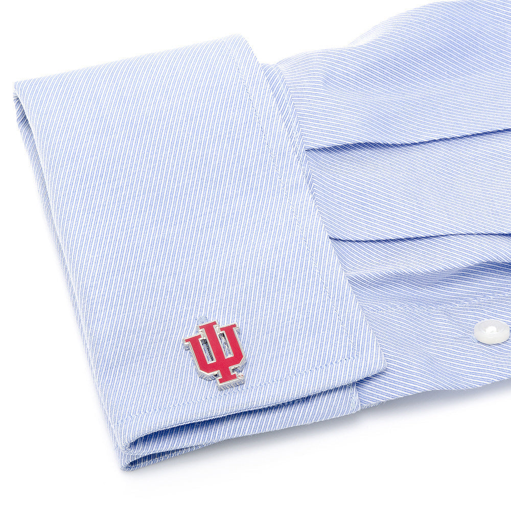 NCAA Indiana University Hoosiers Cufflinks — on a shirt cuff775
