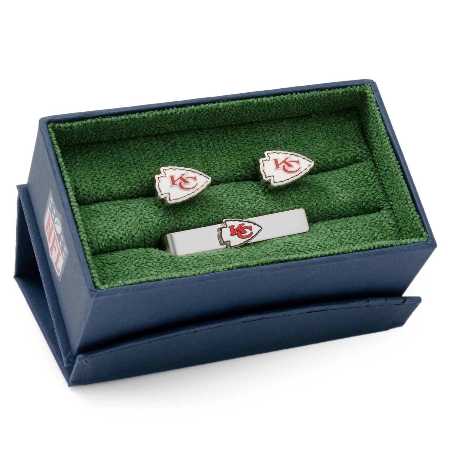 NFL Kansas City Chiefs Cufflinks and Tie Clip Gift Set — close-up detail339