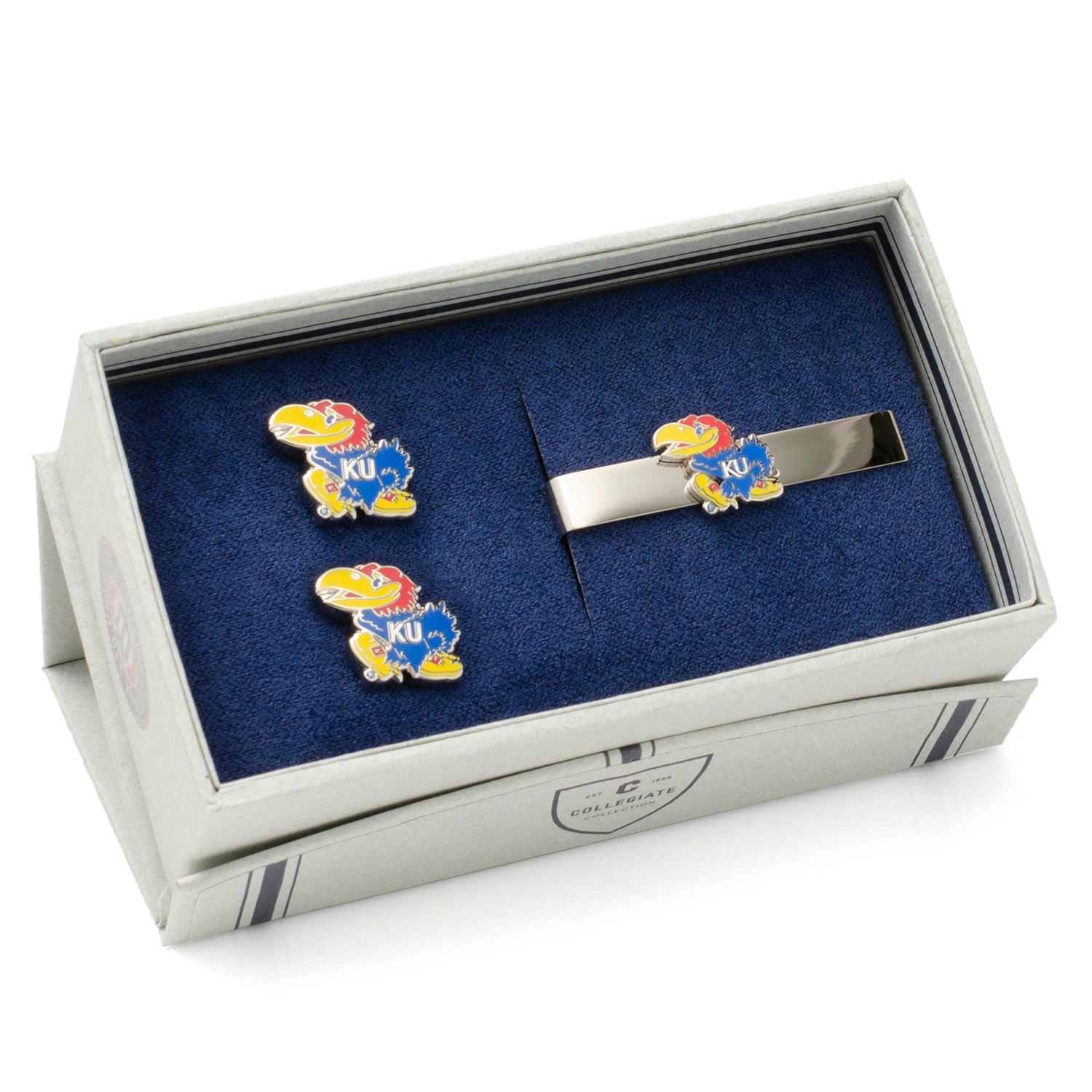 NCAA University of Kansas Jayhawks Cufflinks and Tie Bar Gift Set — close-up detail83