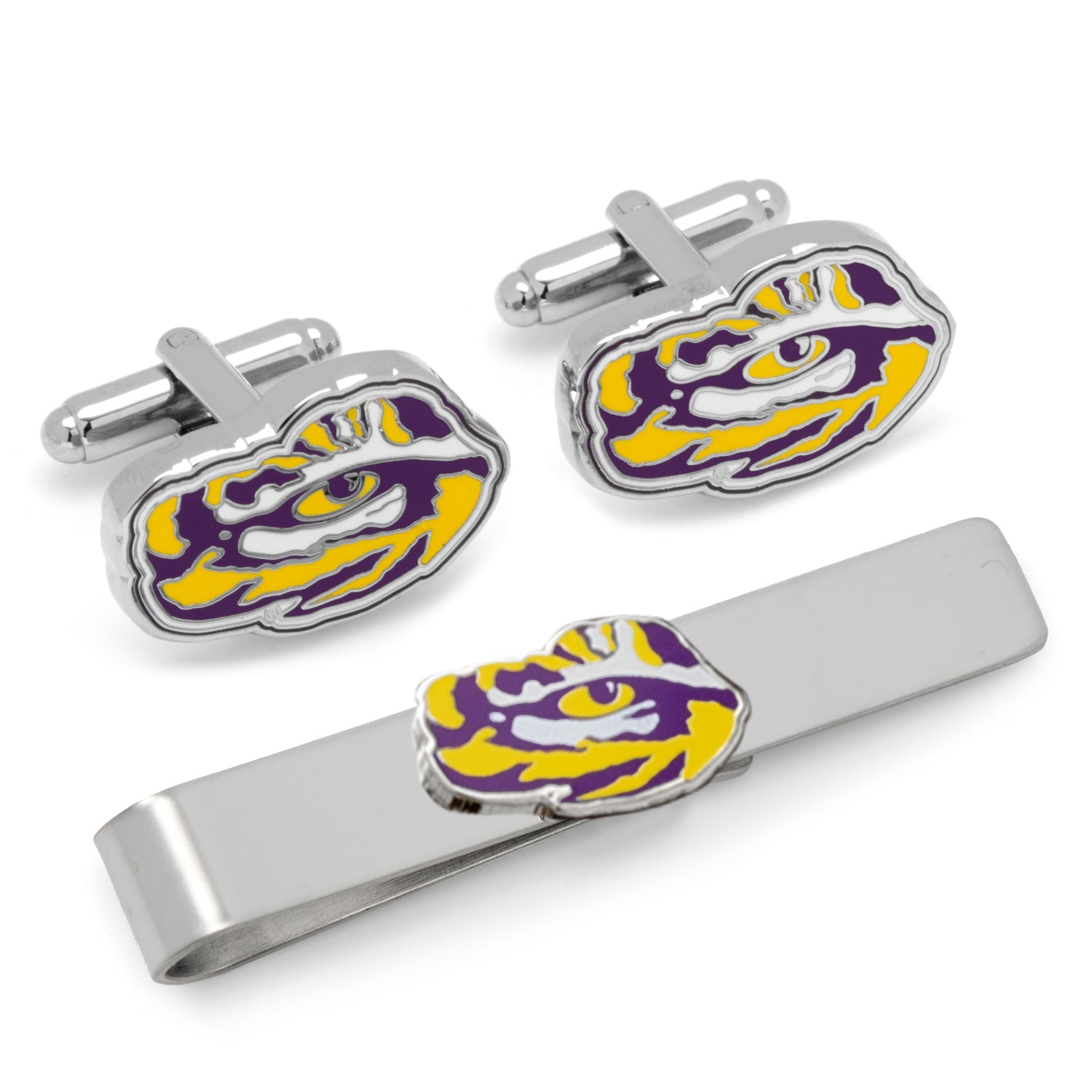 NCAA LSU Tiger's Eye Cufflinks and Tie Bar Gift Set13
