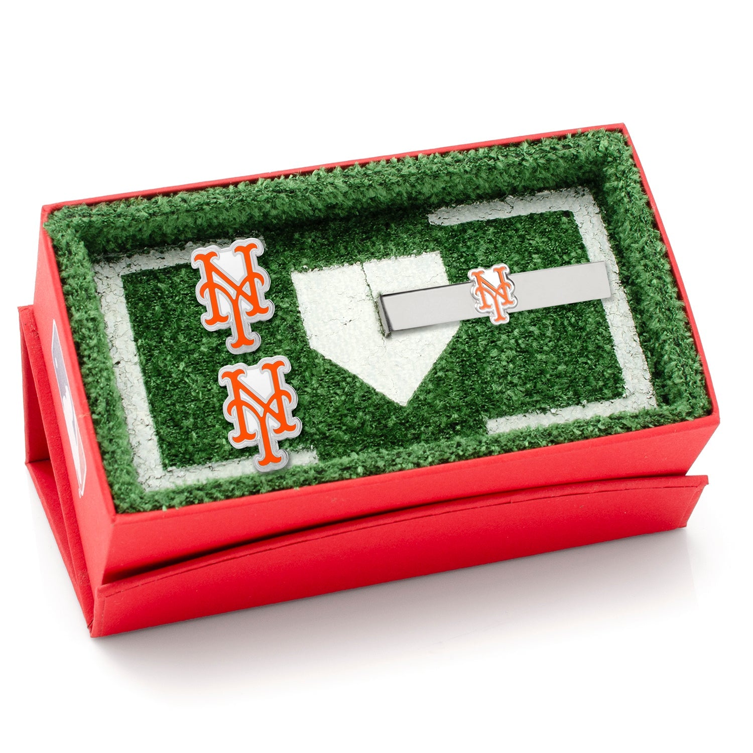 MLB New York Mets Cufflinks and Tie Clip Gift Set — close-up detail781