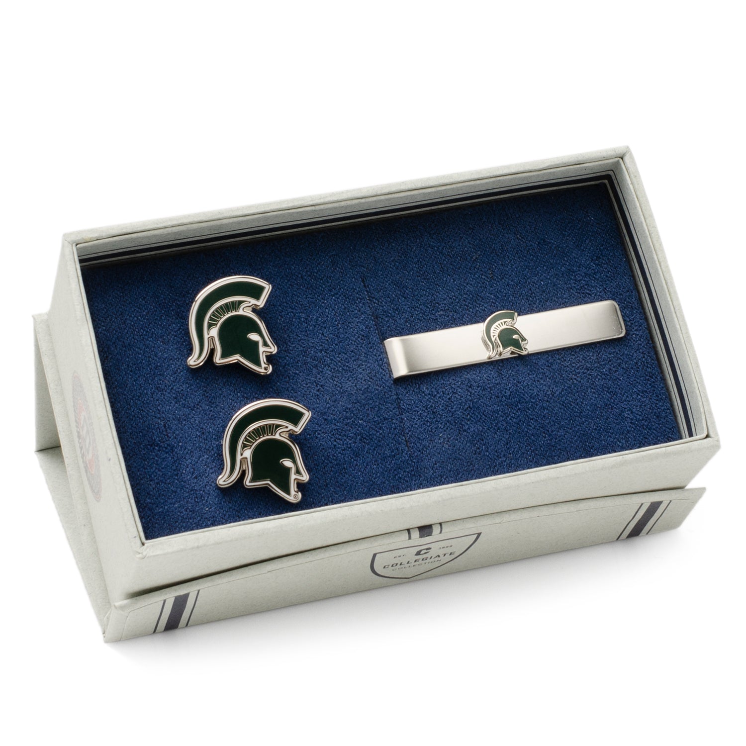 NCAA Michigan State Spartans Cufflinks and Tie Bar Gift Set — close-up detail219