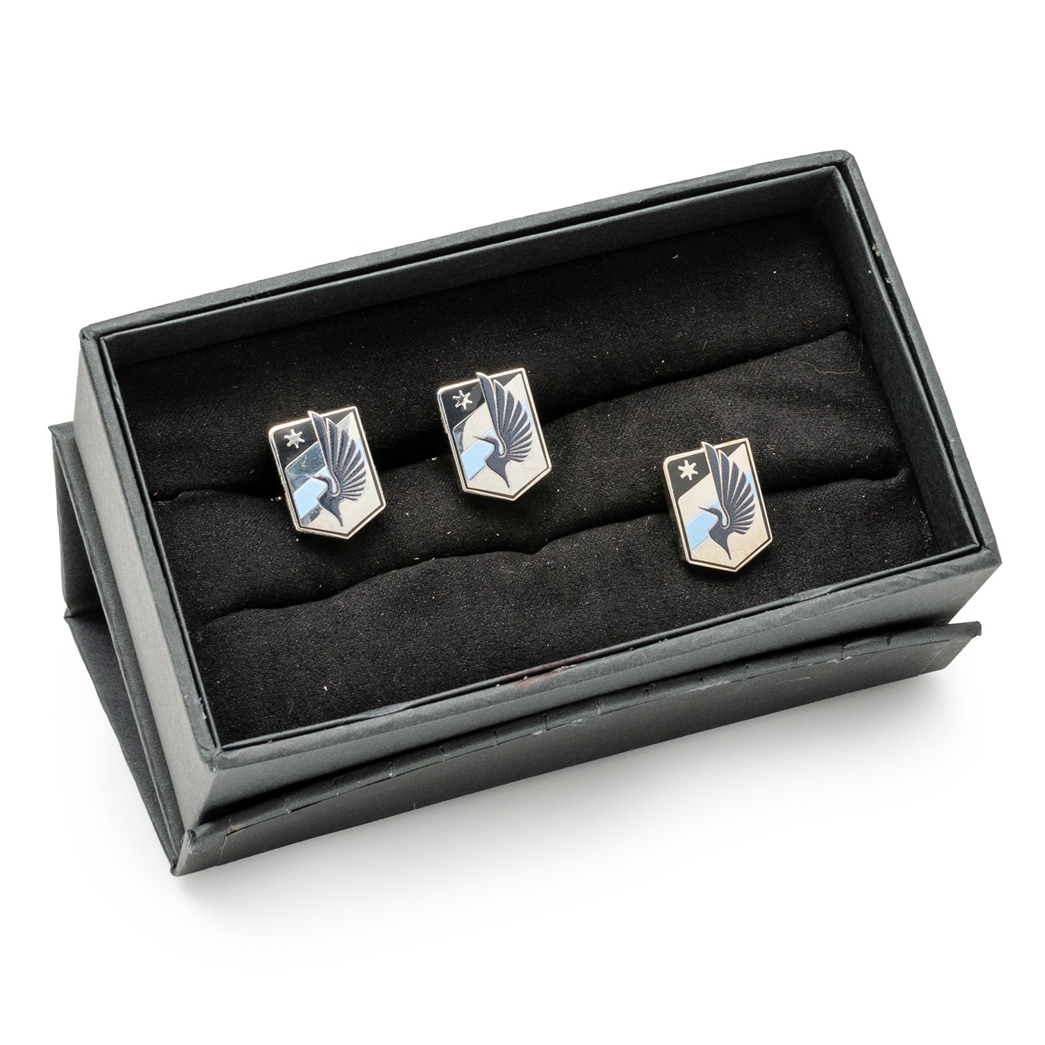 MLS Minnesota United Cufflinks and Lapel Pin Gift Set — close-up detail516